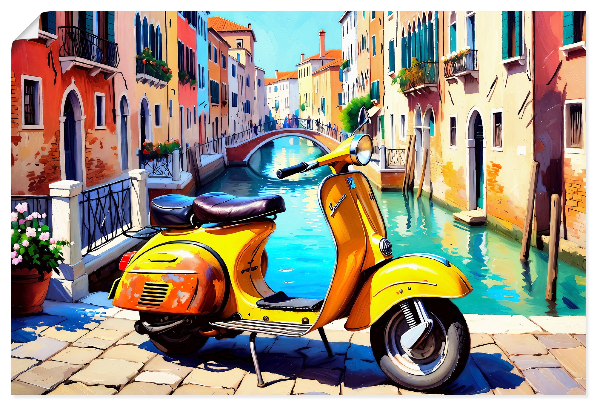 Artland Wandbild "Reise nach Venedig mit dem Motorroller" 1 Stk. tlg. als Alubild, Leinwandbild, Poster, Wandaufkleber in verschied. Größen