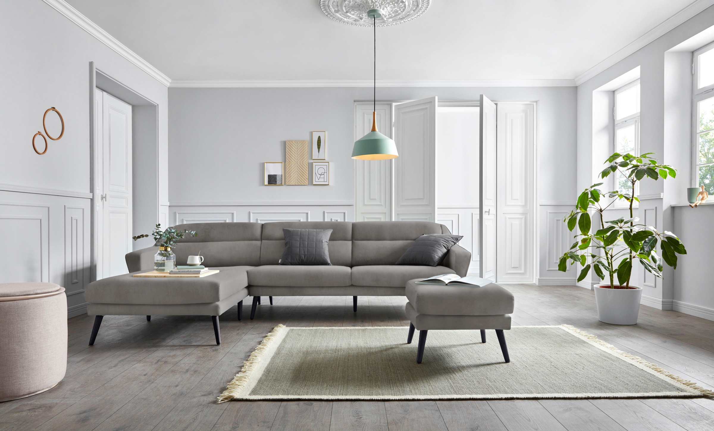 OTTO home Ecksofa "Bille L-Form" mit Naht im Rückenkissen und Beinen aus Ei günstig online kaufen