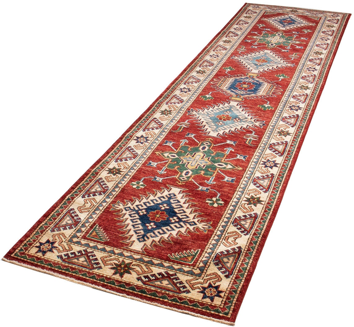 morgenland Orientteppich "Ziegler - Kazak - 312 x 77 cm - dunkelrot", rechteckig, 6 mm Höhe, Wohnzimmer, Handgeknüpft, E