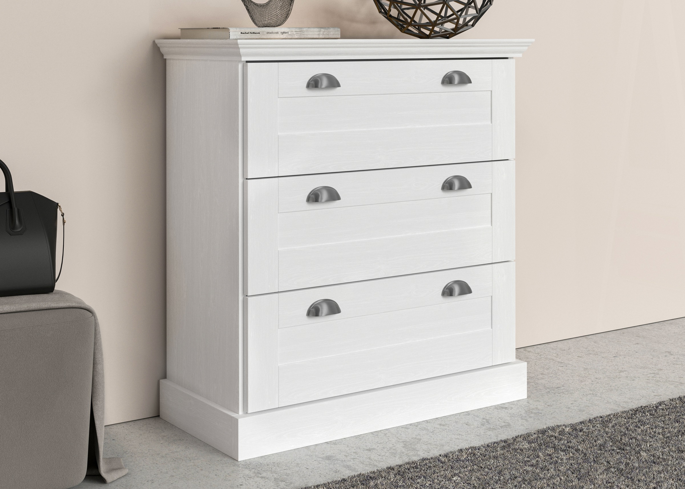 Home affaire Kommode »Motala«, mit 3 Schubladen, Breite 75 cm, Höhe 80 cm