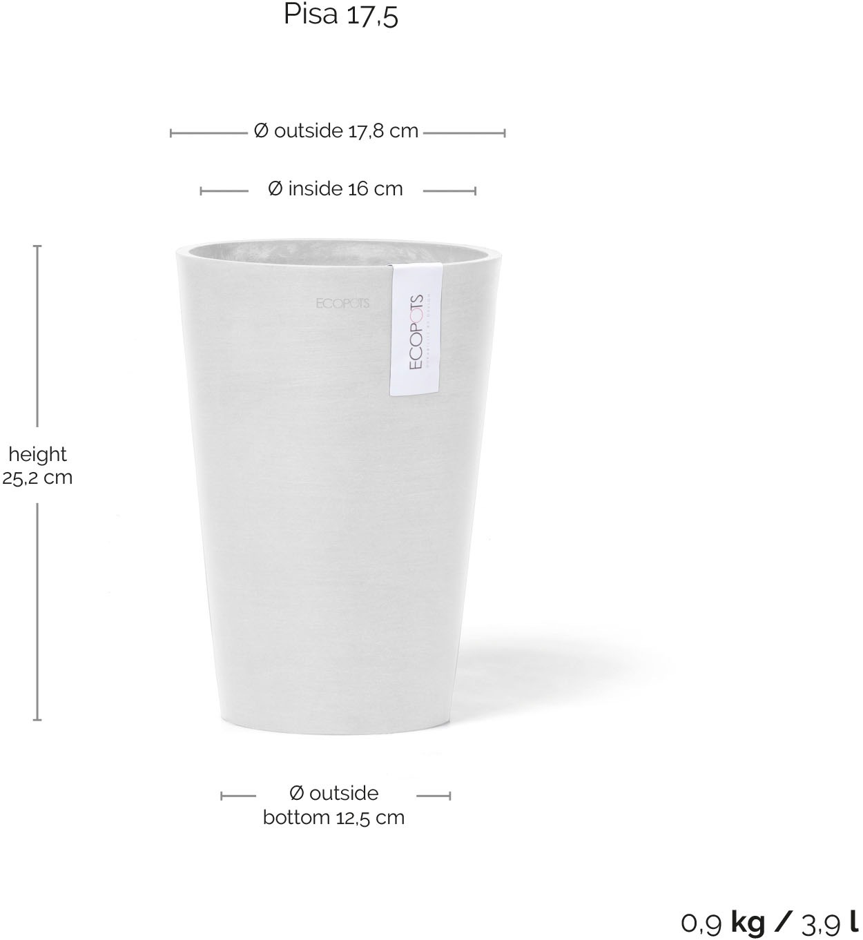 ECOPOTS Blumentopf »Pisa 17,5 Weiß« für den Innenbereich