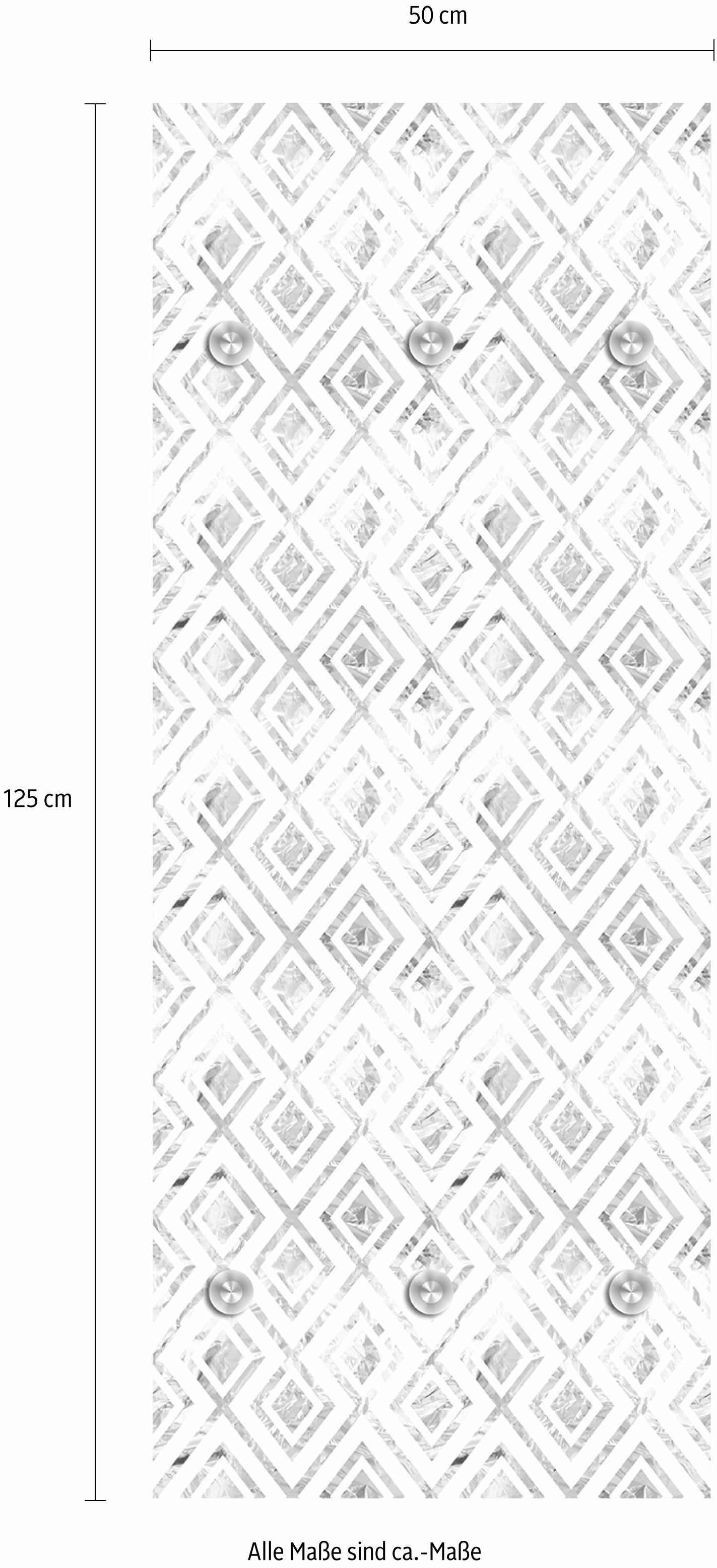 queence Garderobenleiste »Rauten«, mit 6 Haken, 50 x 120 cm