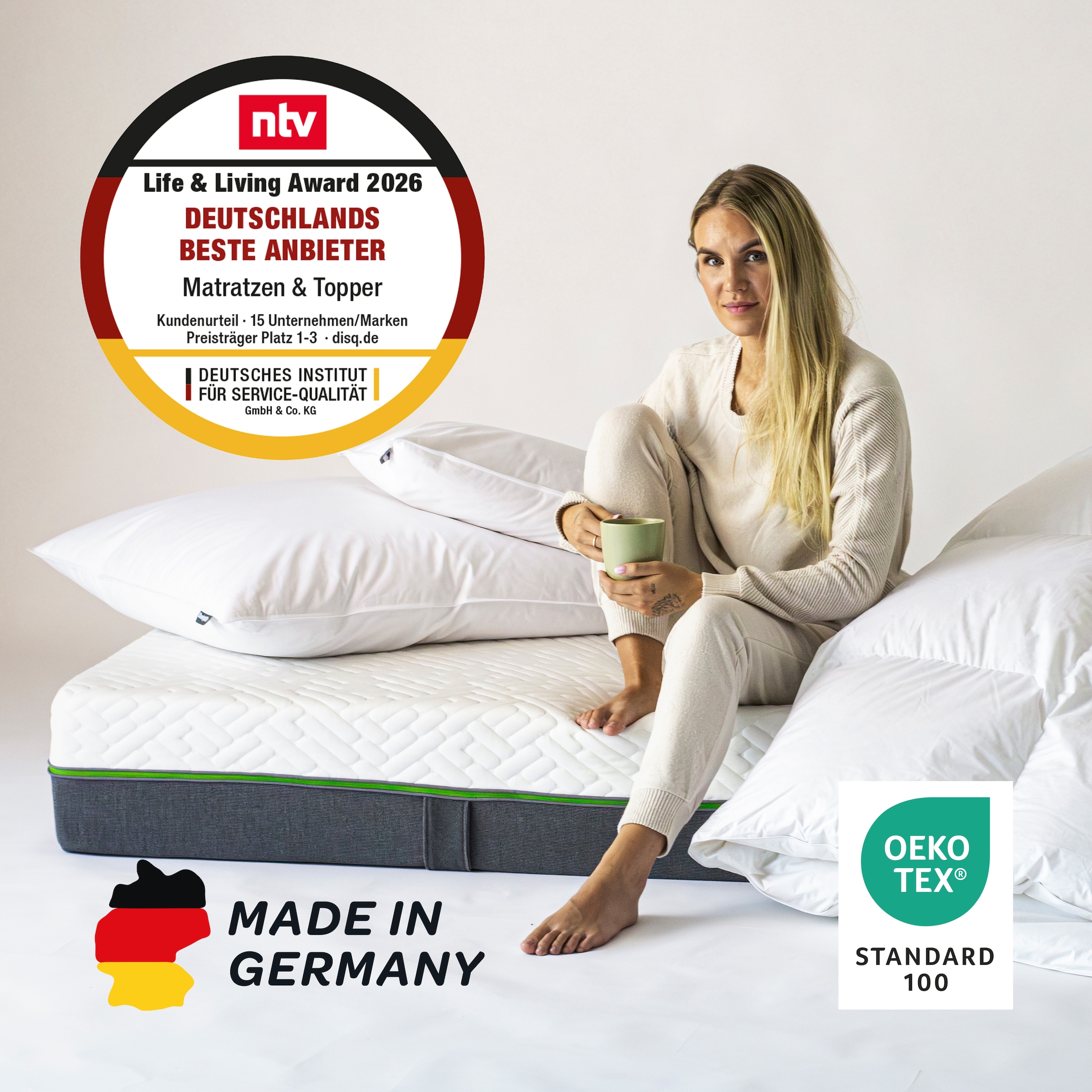 Dunlopillo Taschenfederkernmatratze »Dunlopillo Supreme T, Matratze 90x200, 140x200 cm, Made in Germany« 25 cm hoch 1.000 Federn 1 Stk. tlg. Temperaturunabhängige Aquagelplatte, 1000 Federn (bei 100x200 cm)