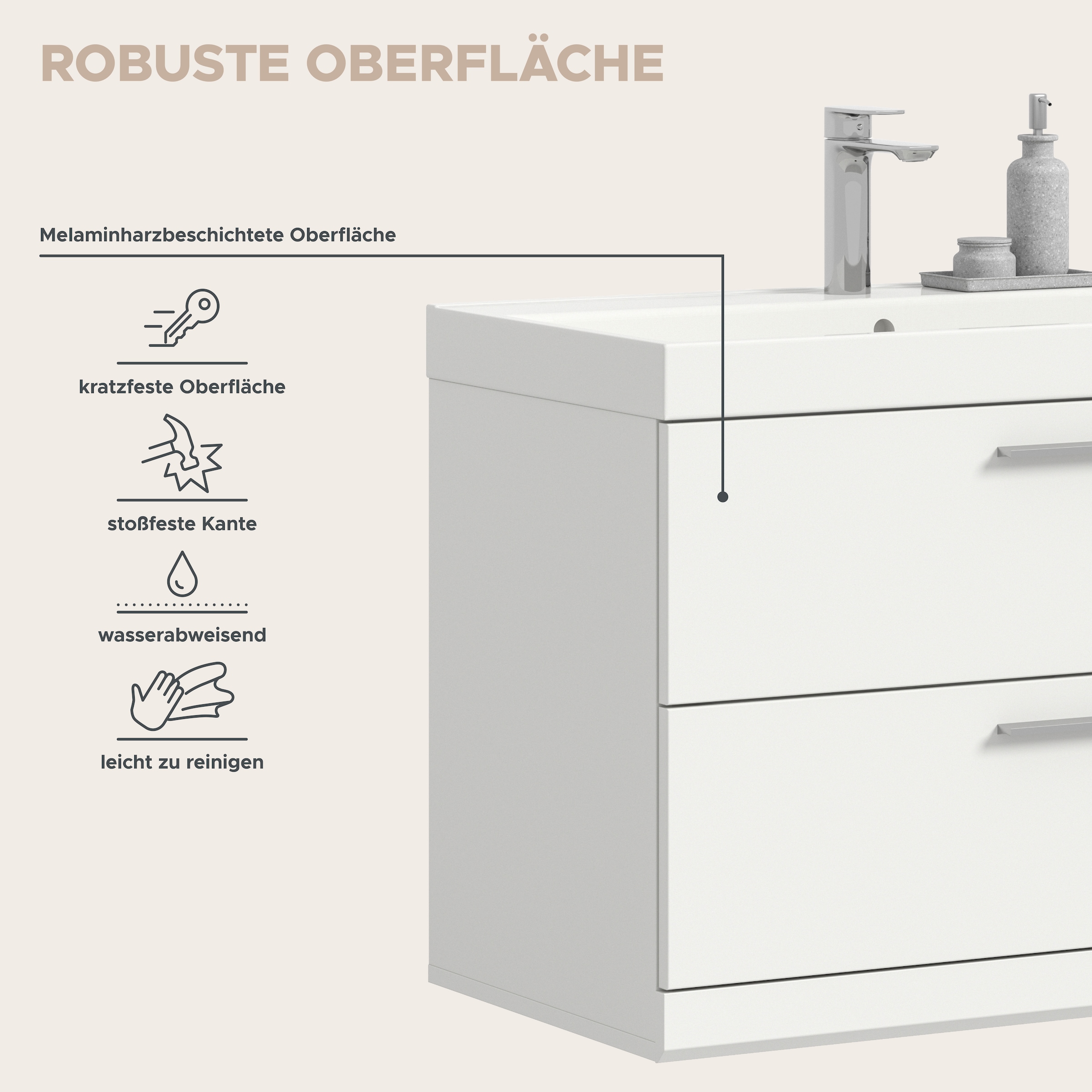 welltime Waschtisch »SIENA, inklusive Karamik-Einsatzwaschbecken« Waschtischunterschrank inkl. Keramikbecken in 61,81 oder 101 cm Breite