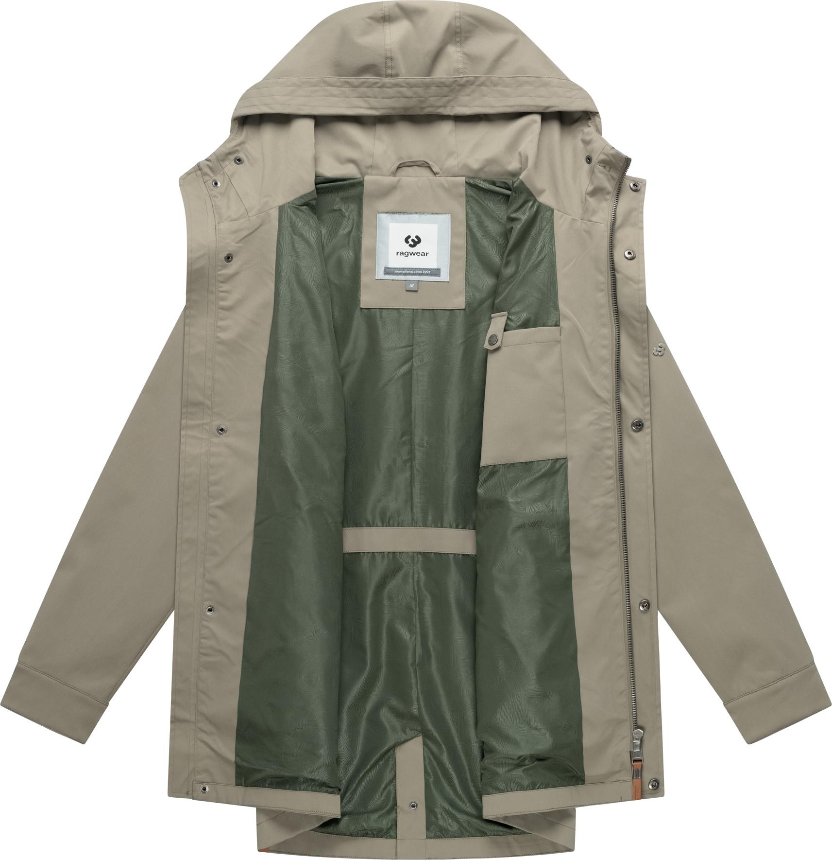 Funktionsmantel RAGWEAR "Mr Smithem Twill YOUMODO", Herren, Gr. XXL (56), helloliv, Obermaterial: 100% Polyester; Innenfutter: 100% Polyester, gerade Po-bedeckend, hoch geschlossener Ausschnitt, verstellbar abgesteppte Kante mit Druckknöpfen, Mäntel, Funk 3