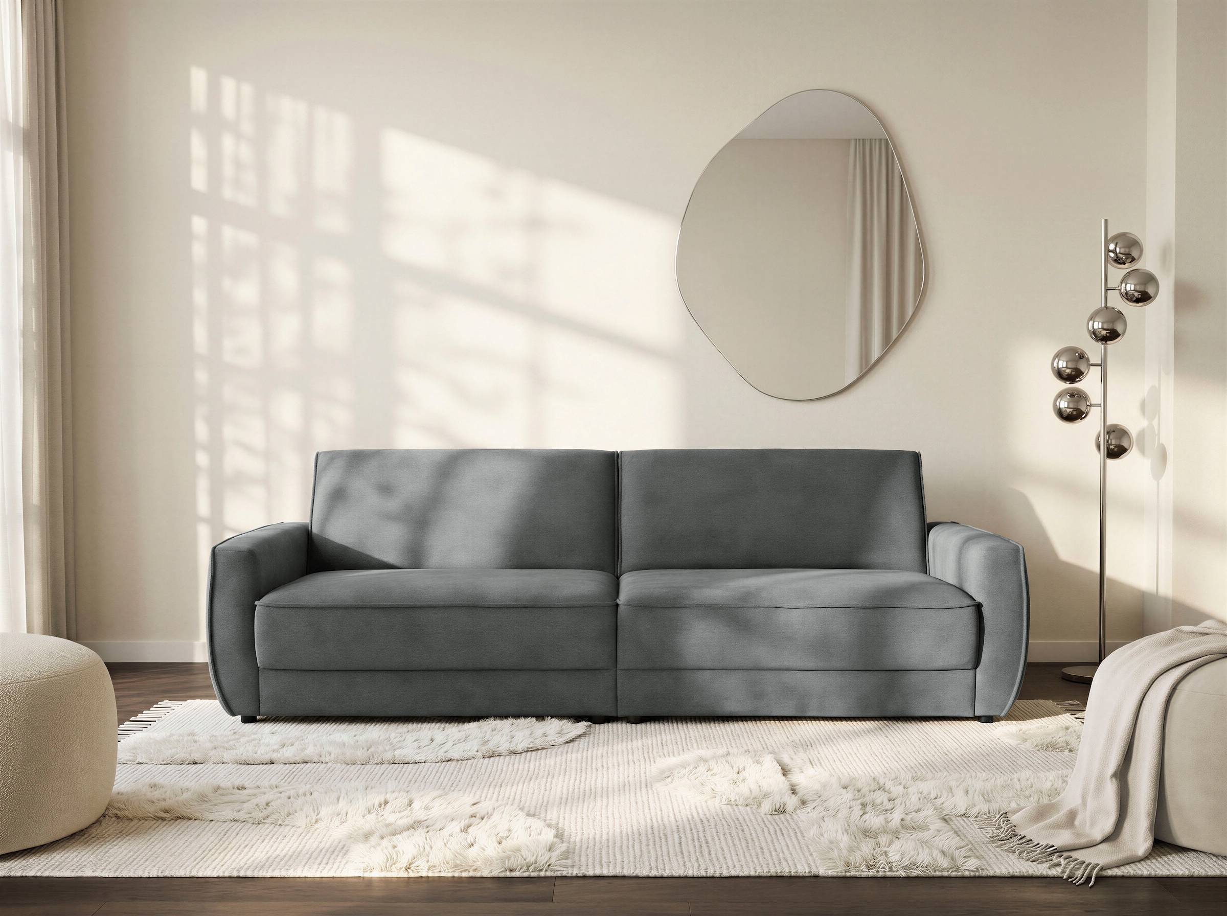 Die PlanBar Big-Sofa »ZE-EM24139, B: 258 cm« SoftSitz-Kaltschaumpolsterung, wahlweise mit Sitztiefenverstellung