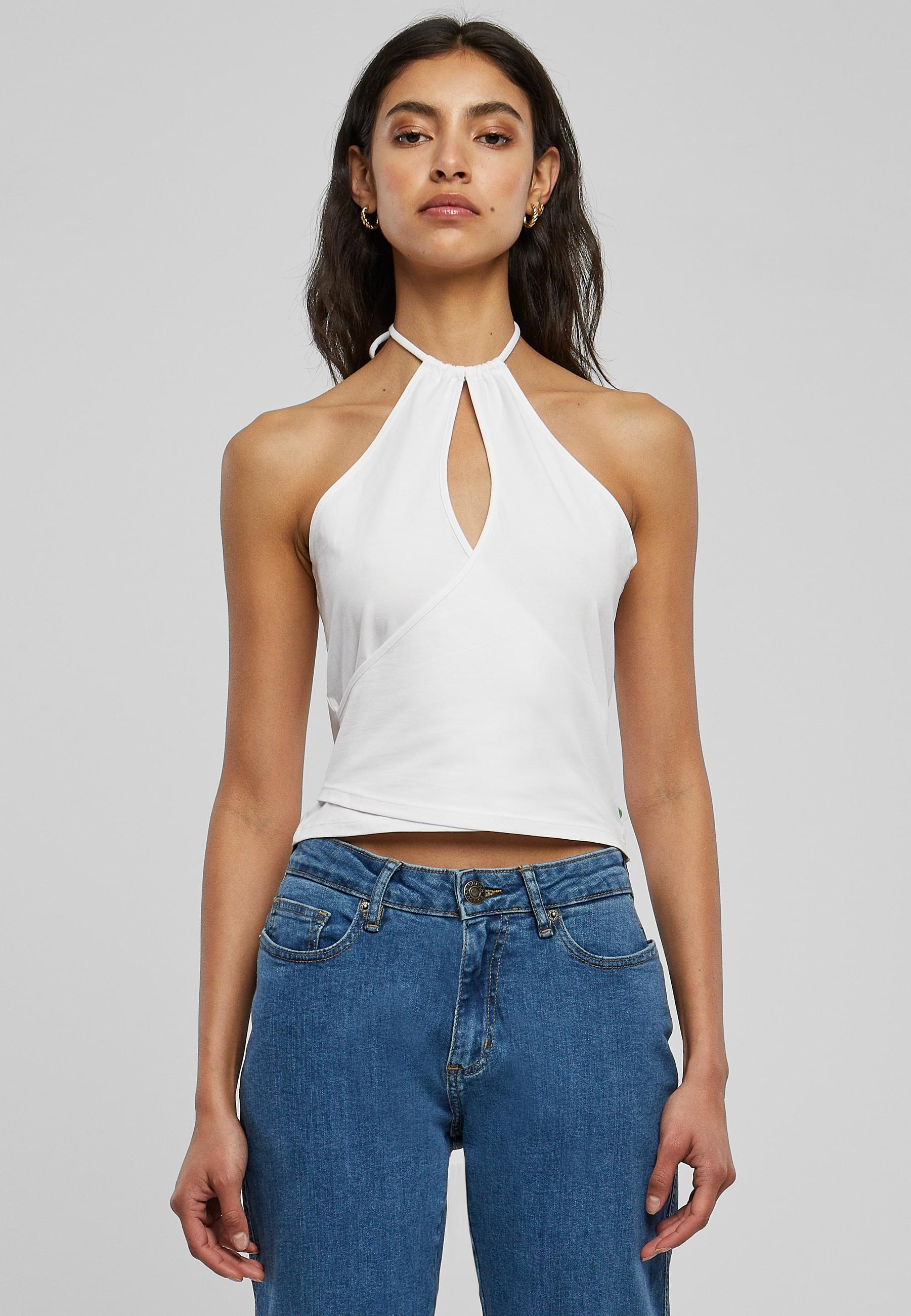 URBAN CLASSICS Muskelshirt »Urban Classics Damen Ladies Short Wraped Neckholder Top«, (1 tlg.)