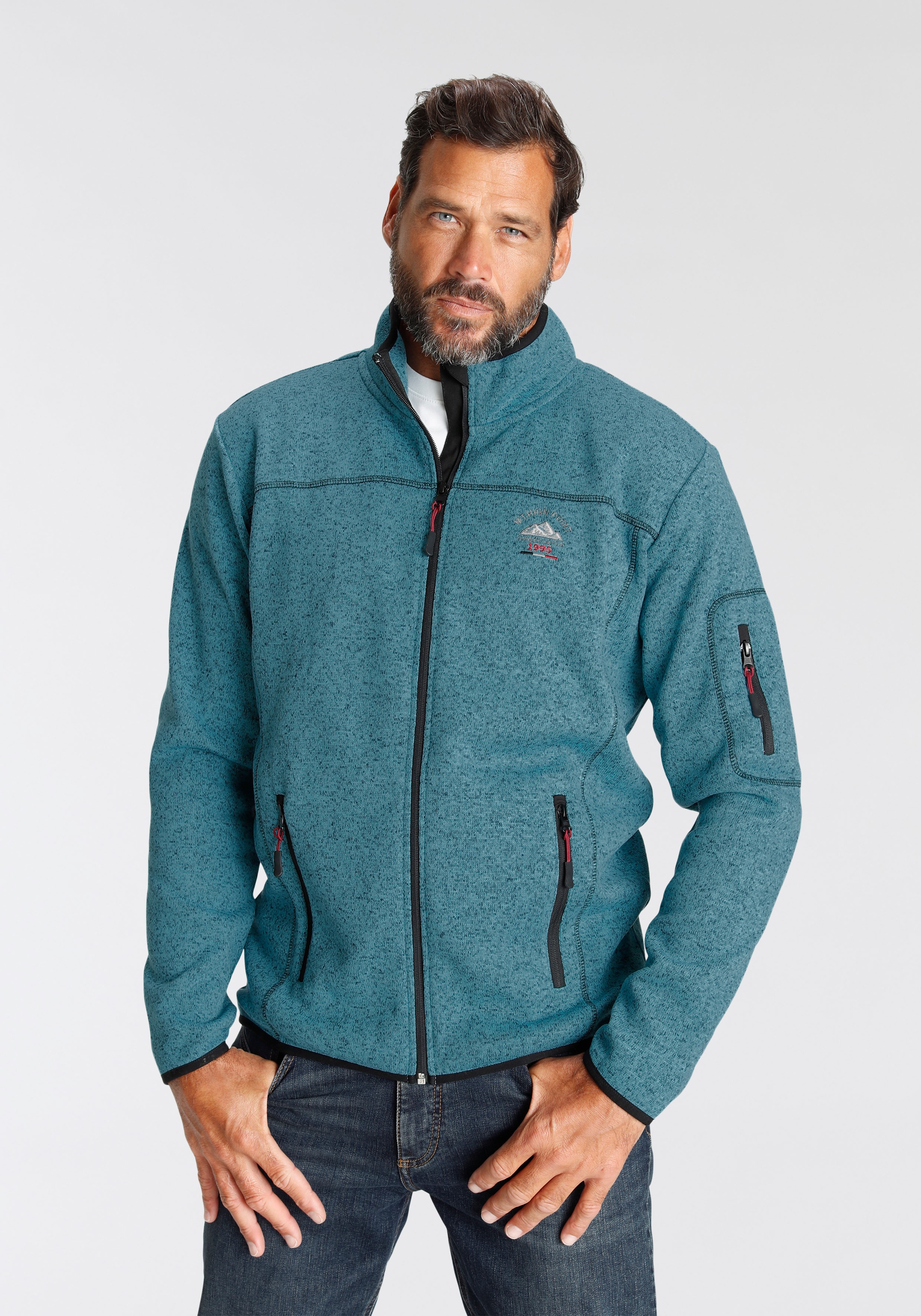Mans World Strickfleecejacke, für die Übergangszeit, mit Reißverschlusstasc günstig online kaufen