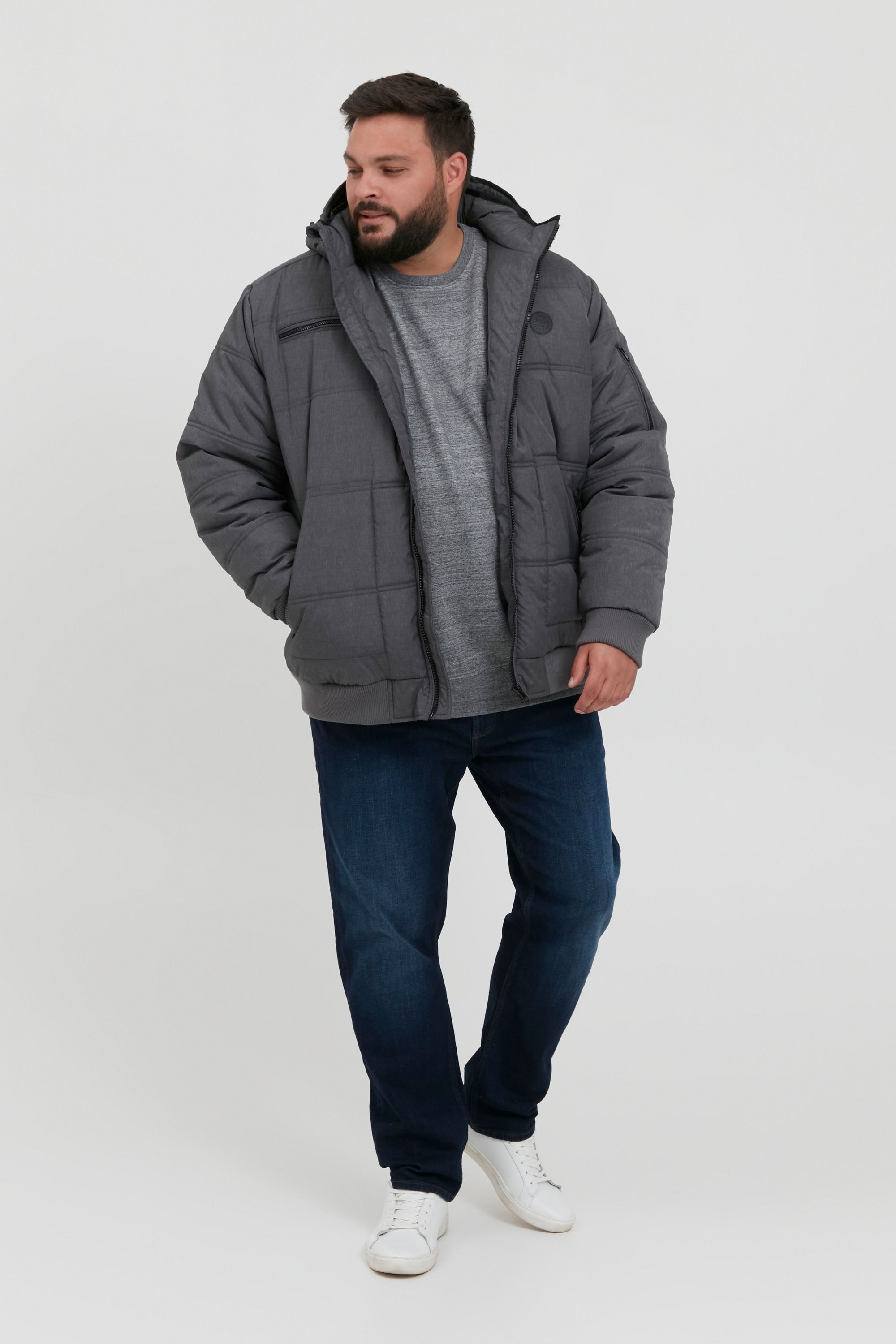 Winterjacke BLEND "BHBoris Big & Tall", Herren, Gr. 6XL, smoked pearl, 65% Nylon, 35% Polyester, meliert, regular fit normal, ohne Ausschnitt, eng, Jacken Winterjacke, Wärmende Winterjacke in großen Größen 5