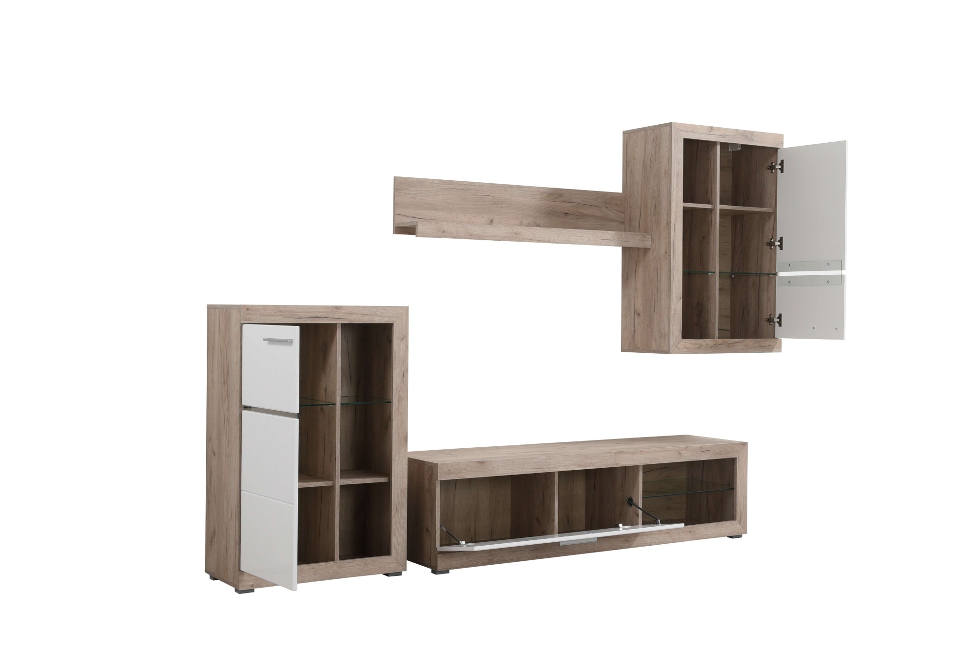 INOSIGN Wohnzimmer-Set »Rosso Wohnwand, Mediawand, Anbauwand, für TV bis 60', Breite 267 cm« Komplett-Set, 4-st, 4 Stk. tlg.