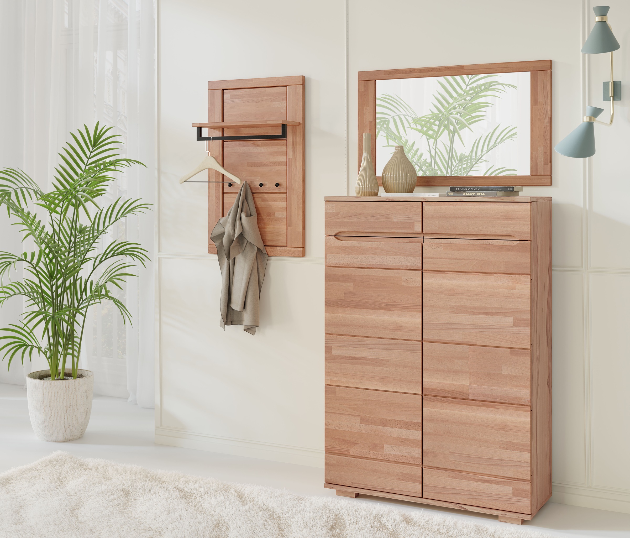 Home affaire Spiegel "Hochkant oder quer montierbar, Rechteckiger Spiegel mit Holz Rahmen" VETRO Wandspiegel B/H:100/60cm,Massivholz,Holz,Flur,Diele,Garderobe