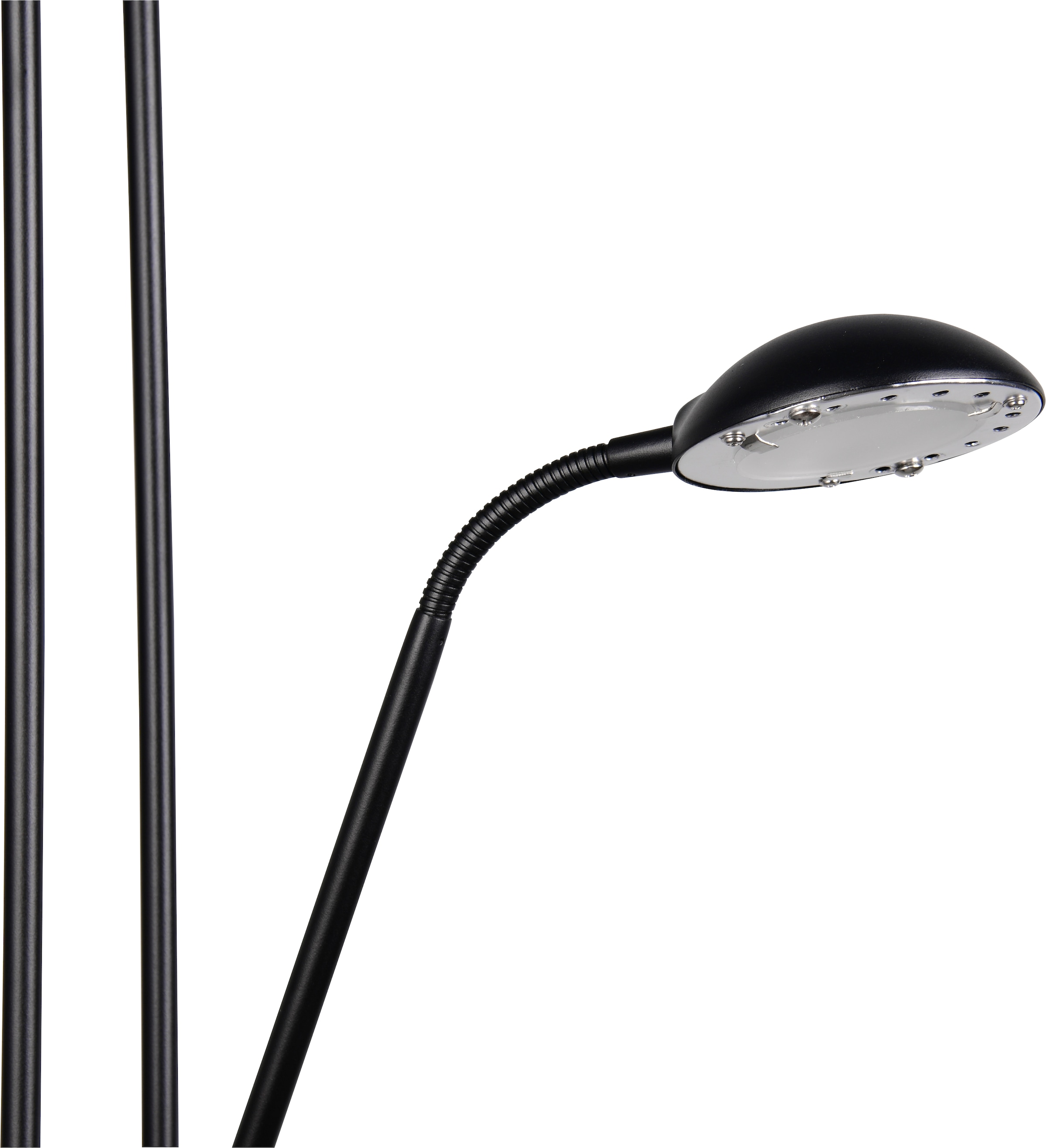 REALITY Leuchten LED Stehlampe »SPOCK, LED Fluter mit flexiblem Lesearm, dimmbar, getrennt schaltbar« LED-Board 1 Stk. Warmweiß Höhe 180cm Ø 25cm, Auslage Lesearm 50cm, 19W 2200 Lumen 3000K warmweiß