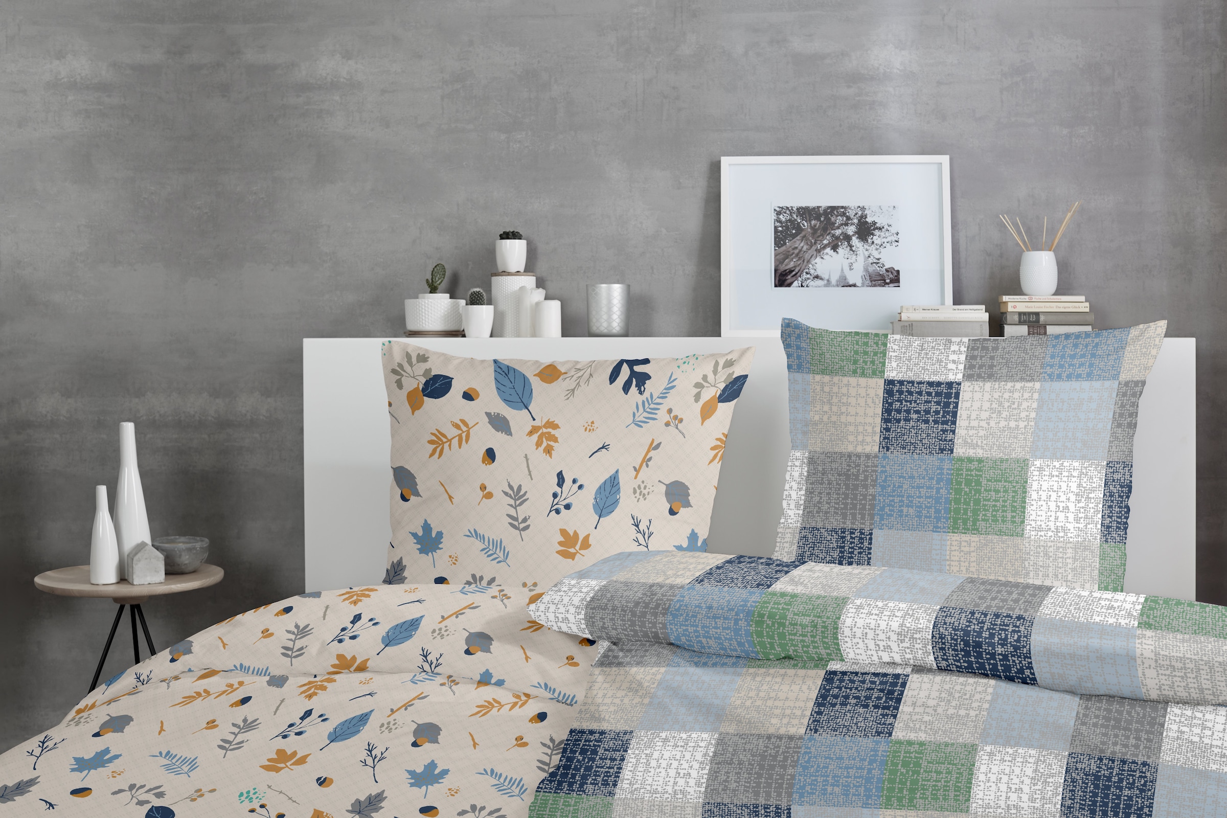 Primera Bettwäsche »Biber-Bettwäsche Pixelgrid« 2 Stk. tlg. mit klassischer Karo-Optik