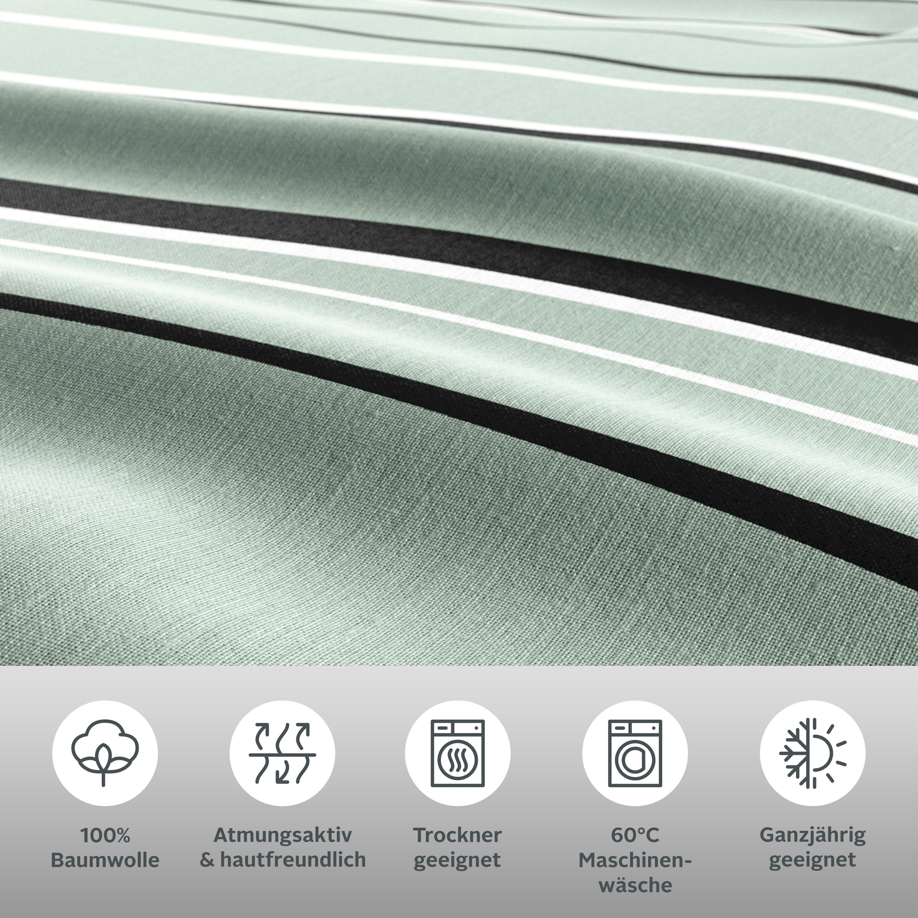 Thumbnail - my home Bettwäsche "Renu in Gr. 135x200 oder 155x220 cm" 2 tlg. Bettwäsche aus Baumwolle, grafische Bettwäsche mit Welle...