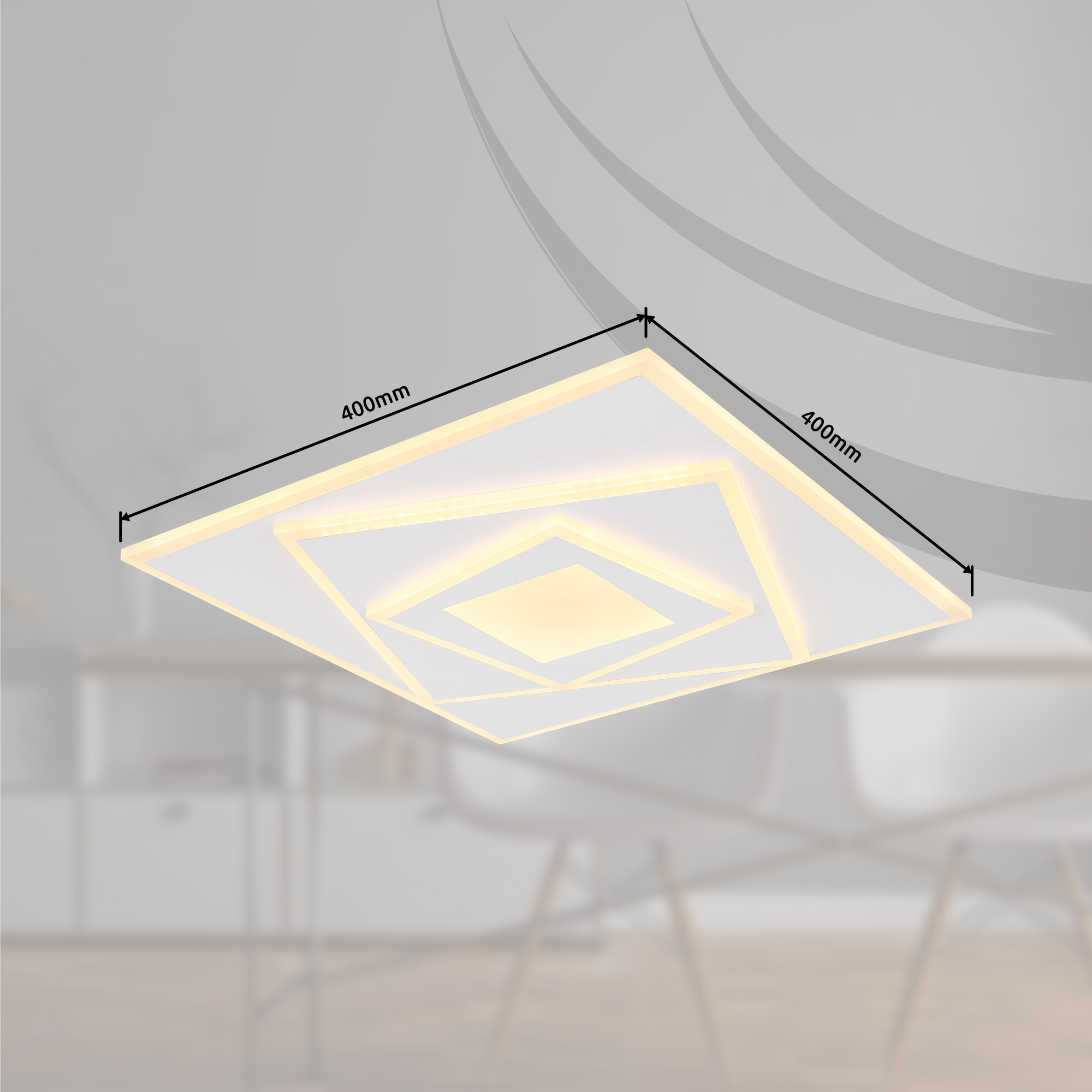 GLOBO LIGHTING LED Deckenleuchte »HORNI«, Leuchtmittel LED-Modul | LED fest integriert, Deckenlampe/ LxBxH: 400x400x54mm/Wohnzimmer/Schlafzimmer/modern