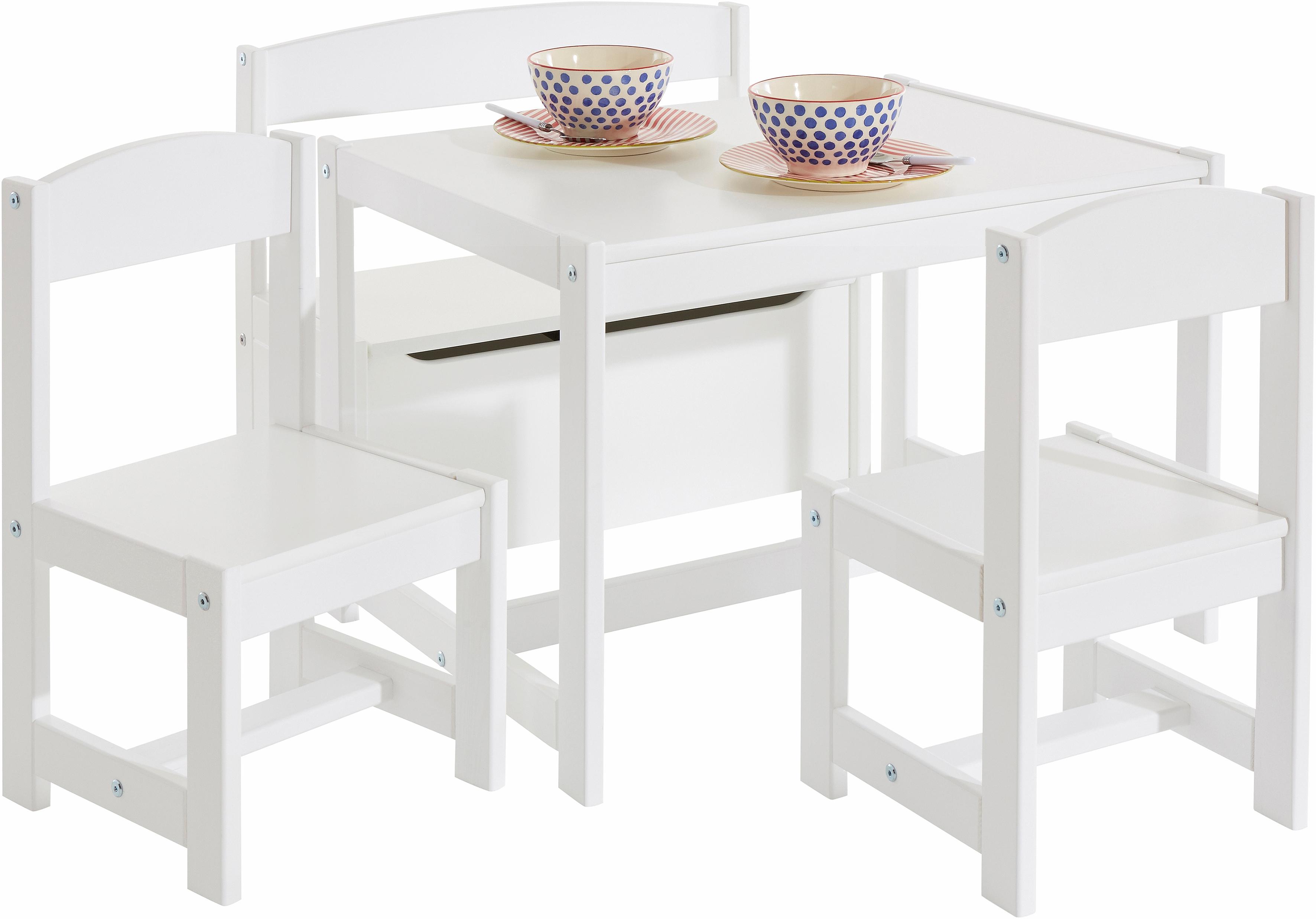 Hoppekids "MATHILDE" Set, 4 Stk. tlg. mit 2 Stühlen, Tisch & Bank mit Stauraum