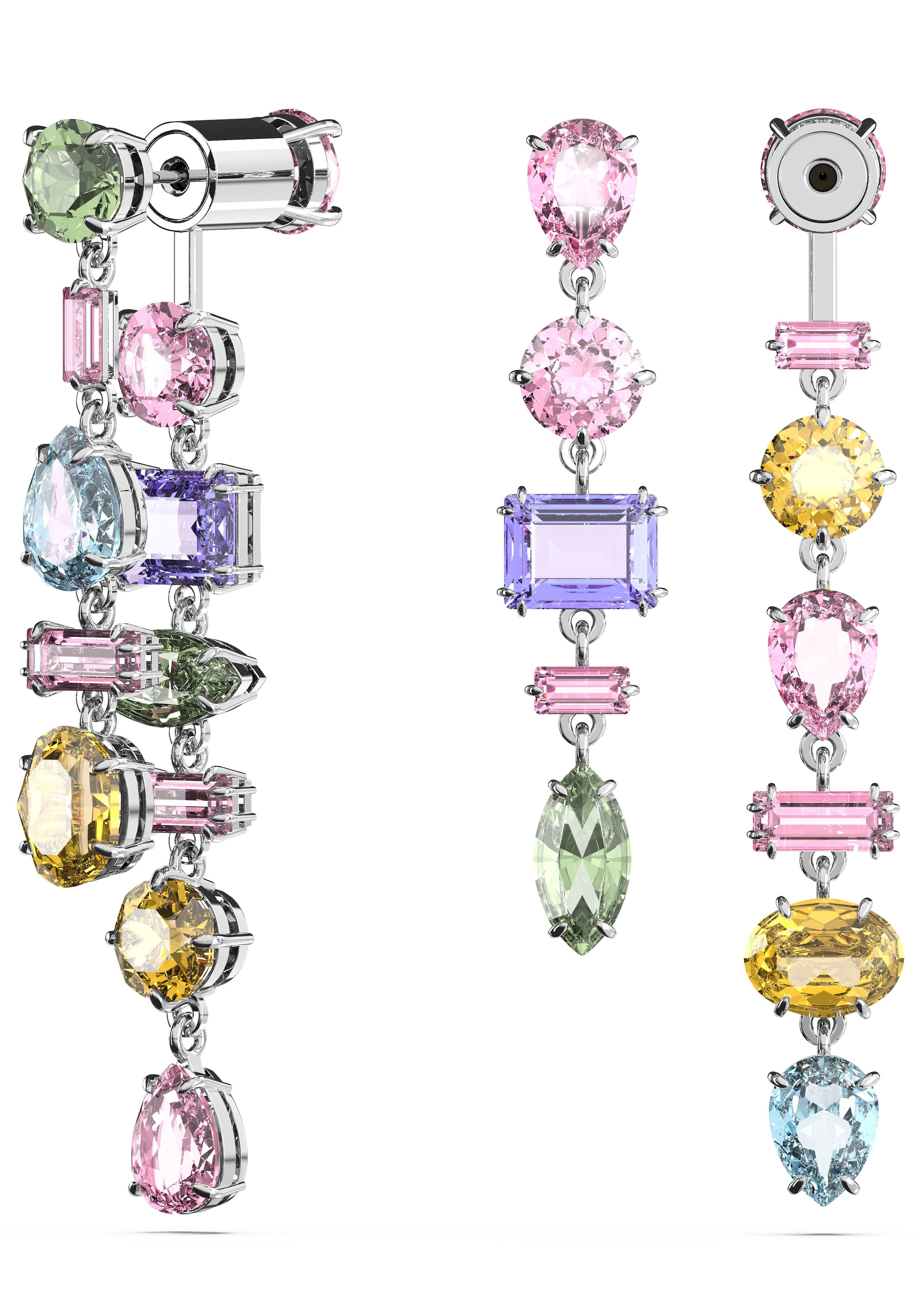 Paar Ohrstecker SWAROVSKI "GEMA", bunt (metallfarben, rosa, orange, blau, grün, türkis, rosa, orange, blau, grün, türkis), Ohrringe, Damen, Metall, mit Swarovski Kristall 2