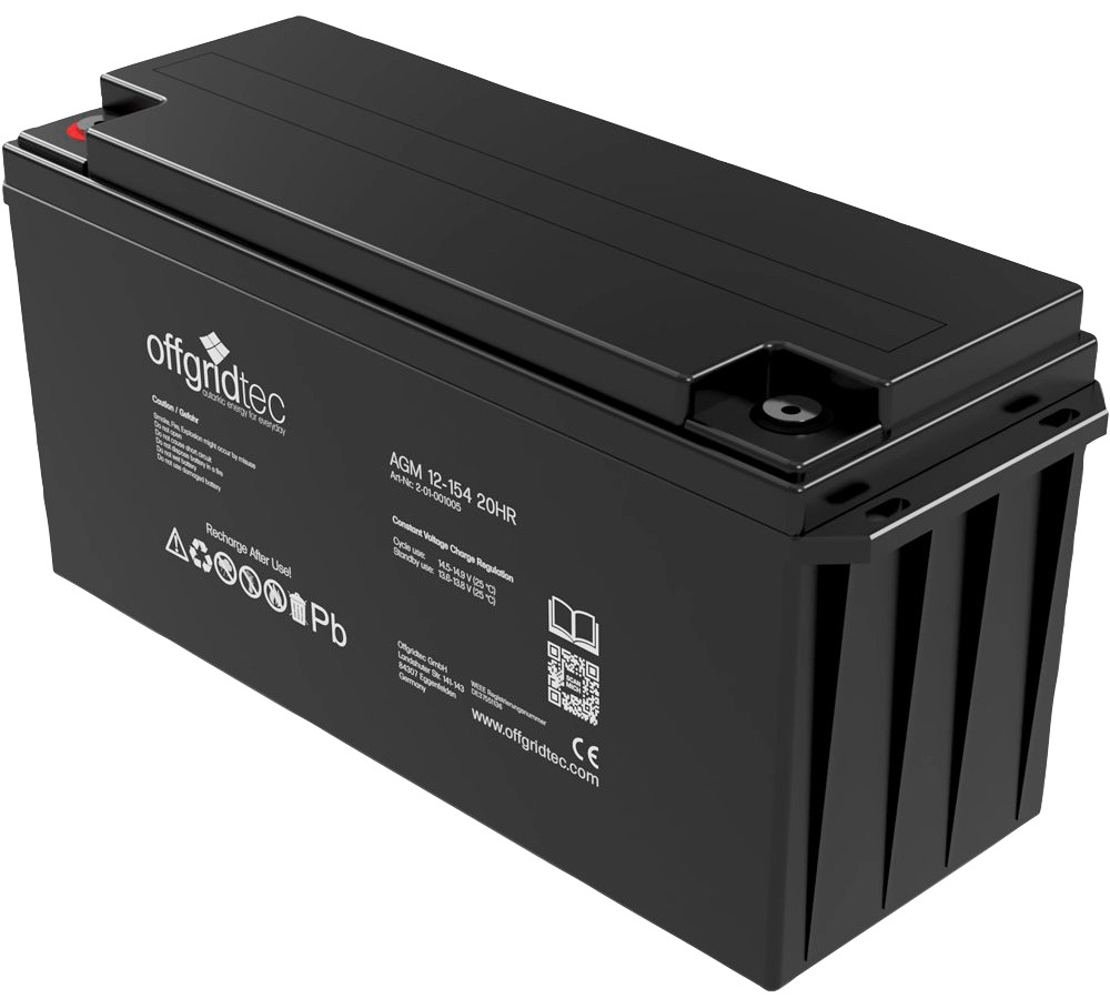 offgridtec Solarakkus »AGM Solarbatterie«, 154000 mAh, 12 V, Schraubbare M8-Terminals