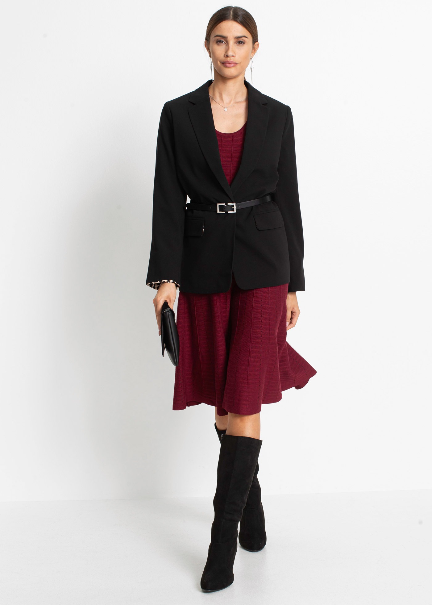 bonprix "Strickkleid aus fließendem Viskose-Mix" für besondere Anlässe, aus Viskose-Mix, ausgestellte Passform