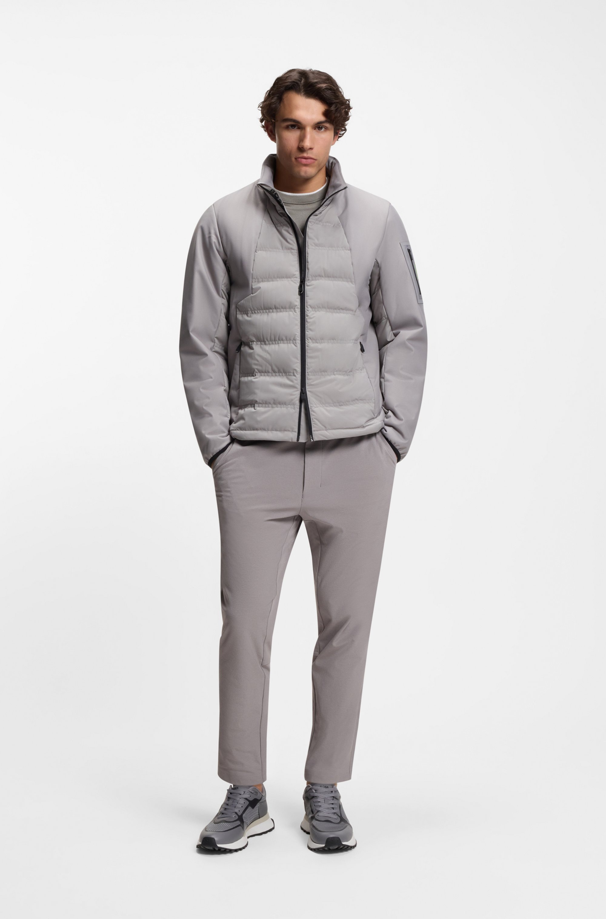 Thumbnail - BOSS GREEN Strickpullover Rundhalsausschnitt, Regular Fit, Logo-Print