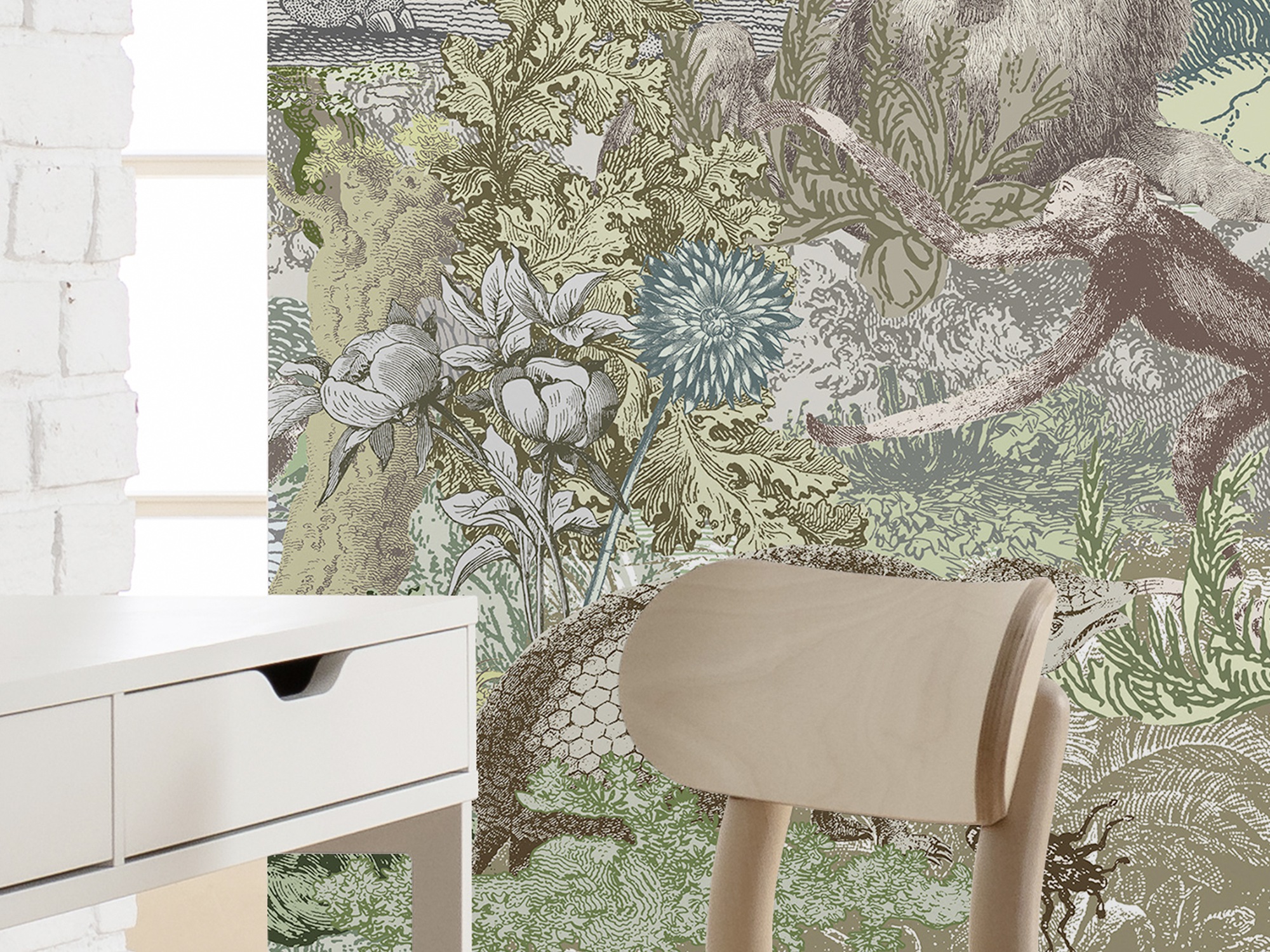 Thumbnail - Komar Fototapete "Creative Zoo" bedruckt glatt 300 x 280 cm (Breite x Höhe) - Tapete, Vlies, Wohnzimmer, Schlafzimmer