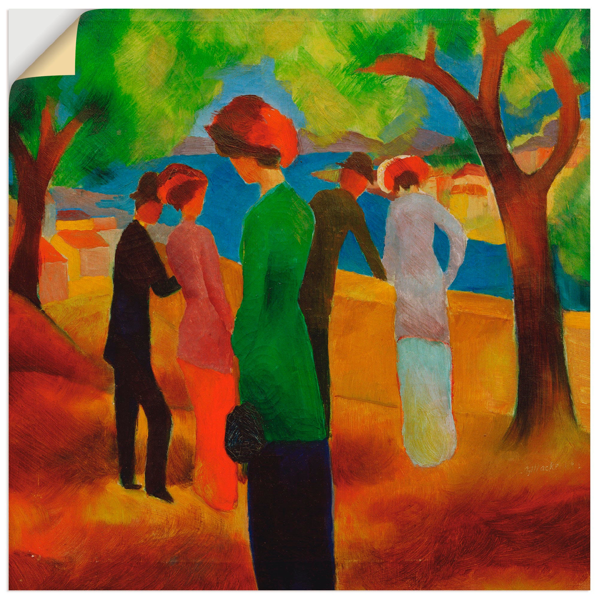 Artland Wandbild »Dame in grüner St.), Jacke«, BAUR als Wandaufkleber Gruppen Leinwandbild, (1 in Familien, bestellen Größen Poster | & oder versch