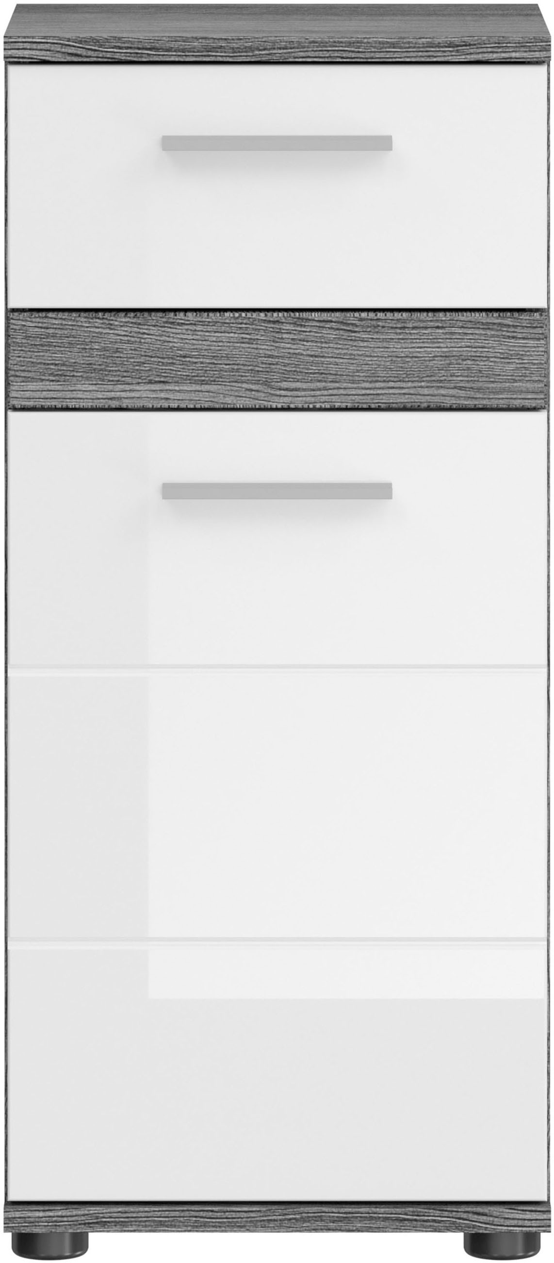 welltime Badmöbel-Set »LUCCA, 5-teilig, TOPSELLER!, MDF Hochglanzfront, bestehend aus:«, (Set, 5 St.), Hochschrank, WBU, Spiegel, Unterschrank, Hängeschrank