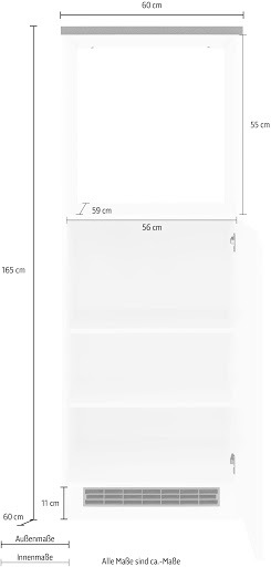 KOCHSTATION Backofenumbauschrank »KS-Virginia«, 165 cm hoch, 60 cm breit, Nische für Ofen B/H/T: 56/59/55 cm, 1 Tür