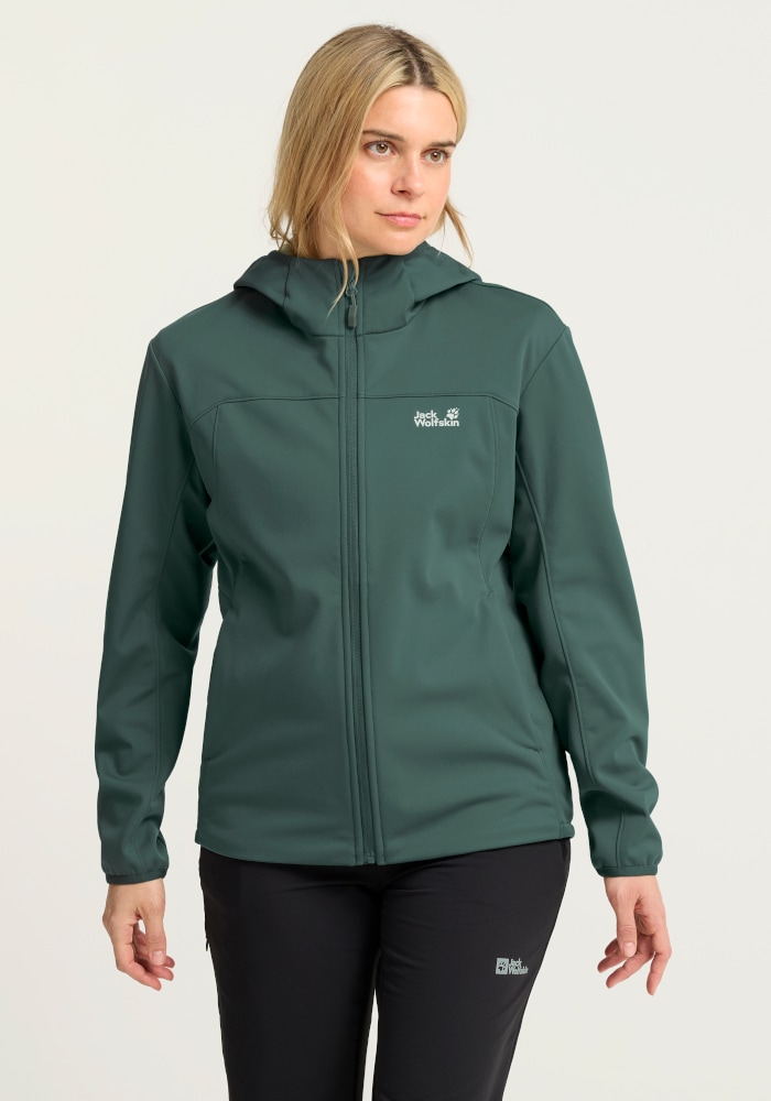 Jack Wolfskin Softshelljacke "WINDHAIN 2 HOODY W" wasserabweisend, windabweisend, wärmeisolierend