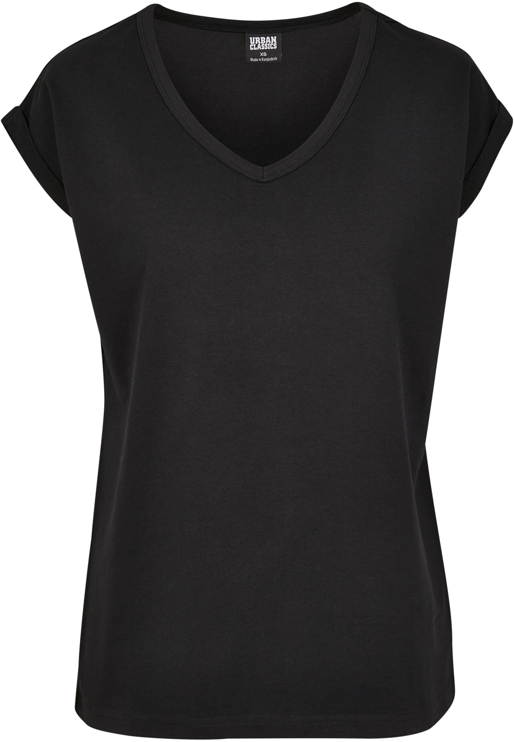 URBAN CLASSICS Kurzarmshirt » Damen Ladies Round V-Ne...