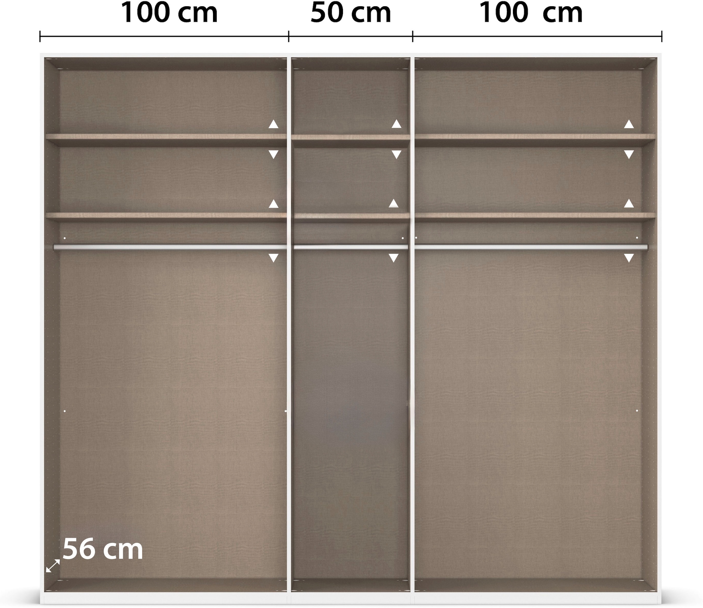 rauch Kleiderschrank »Drehtürenschrank Schrank Garderobe Wäscheschrank KONA« Breiten 251/301 cm, Höhe 223 cm, Tiefe 61 cm,  Glasauflage, Massivholz-Absetzung, Soft-Close-Funktion MADE IN GERMANY