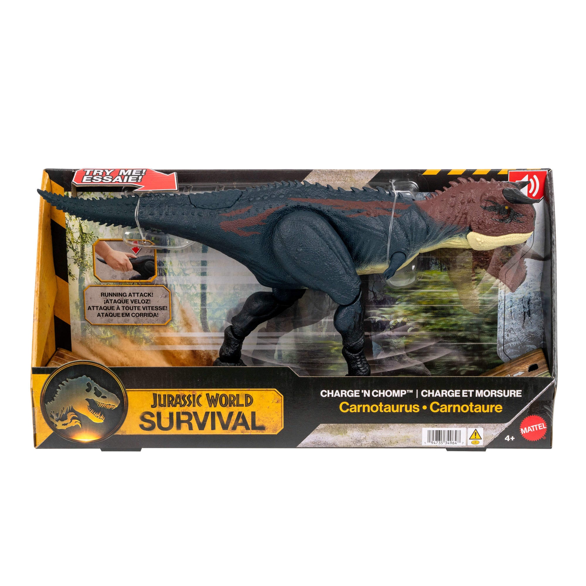 Mattel® Actionfigur »Jurassic World, Charge 'N Chomp Carnotaurus« mit Beiß-Angriff und Brüllgeräusch