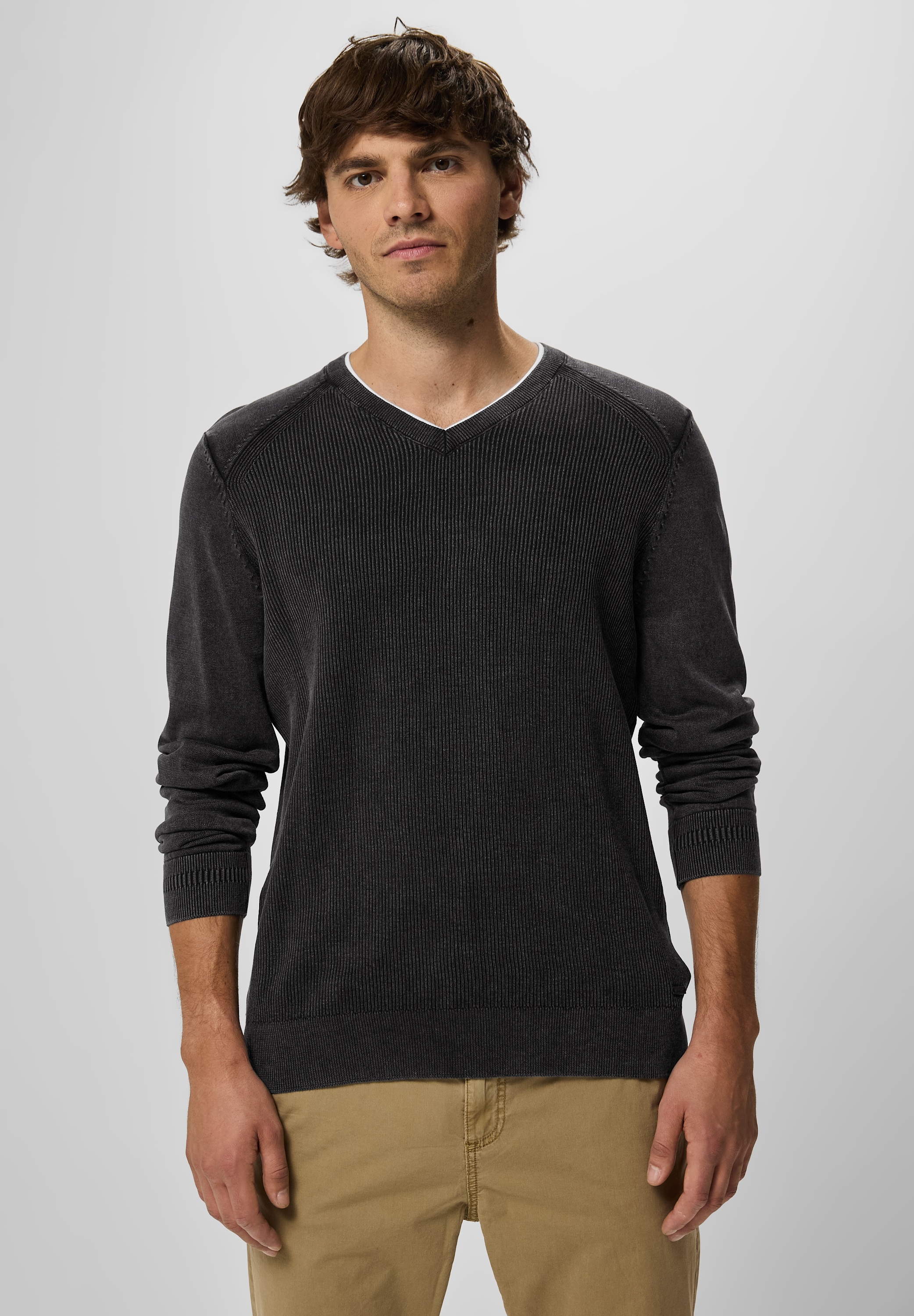 STREET ONE MEN 2-in-1-Pullover, aus reiner Baumwolle