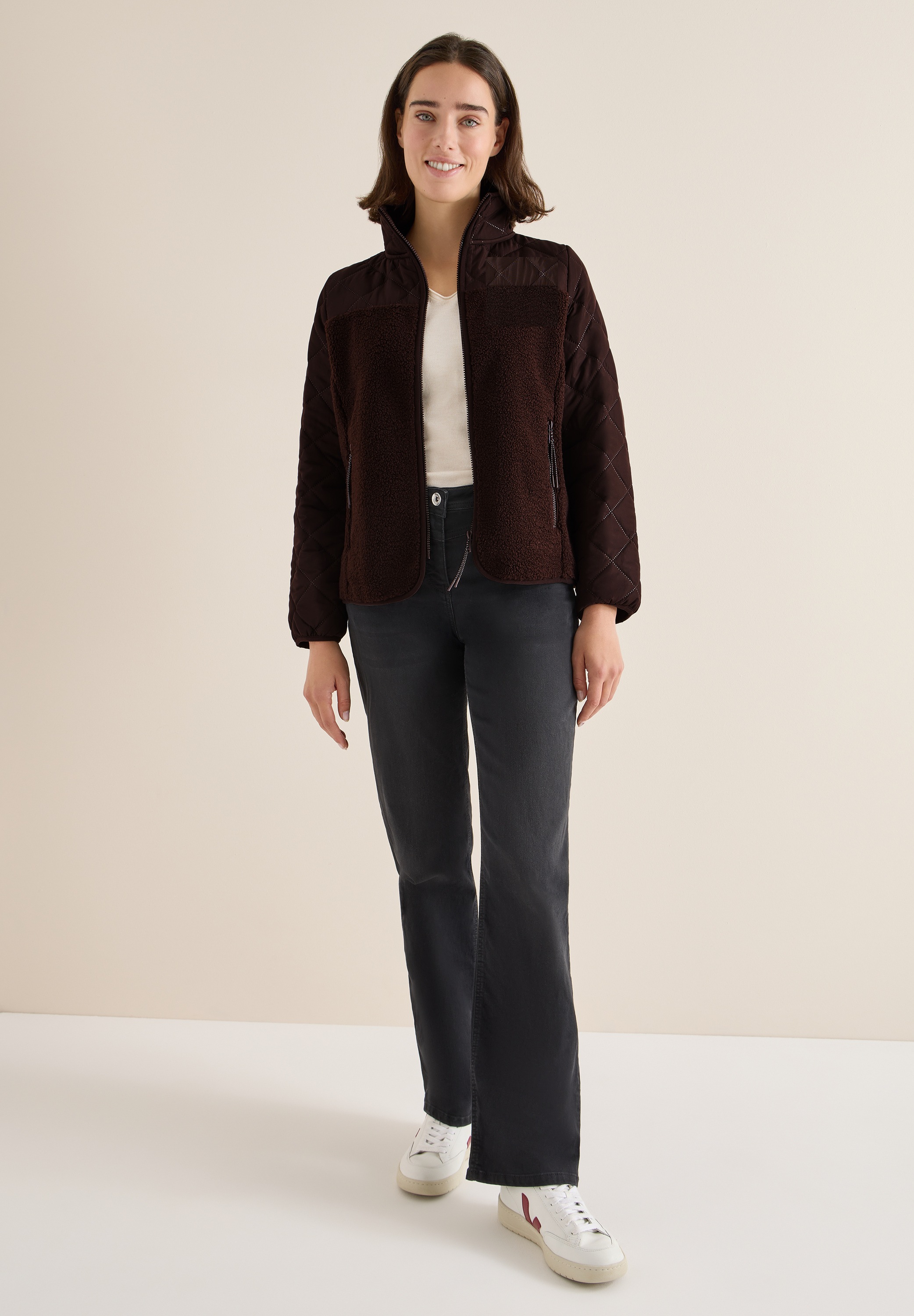 Cecil Fellimitatjacke ohne Kapuze mit Reißverschluss-Detail