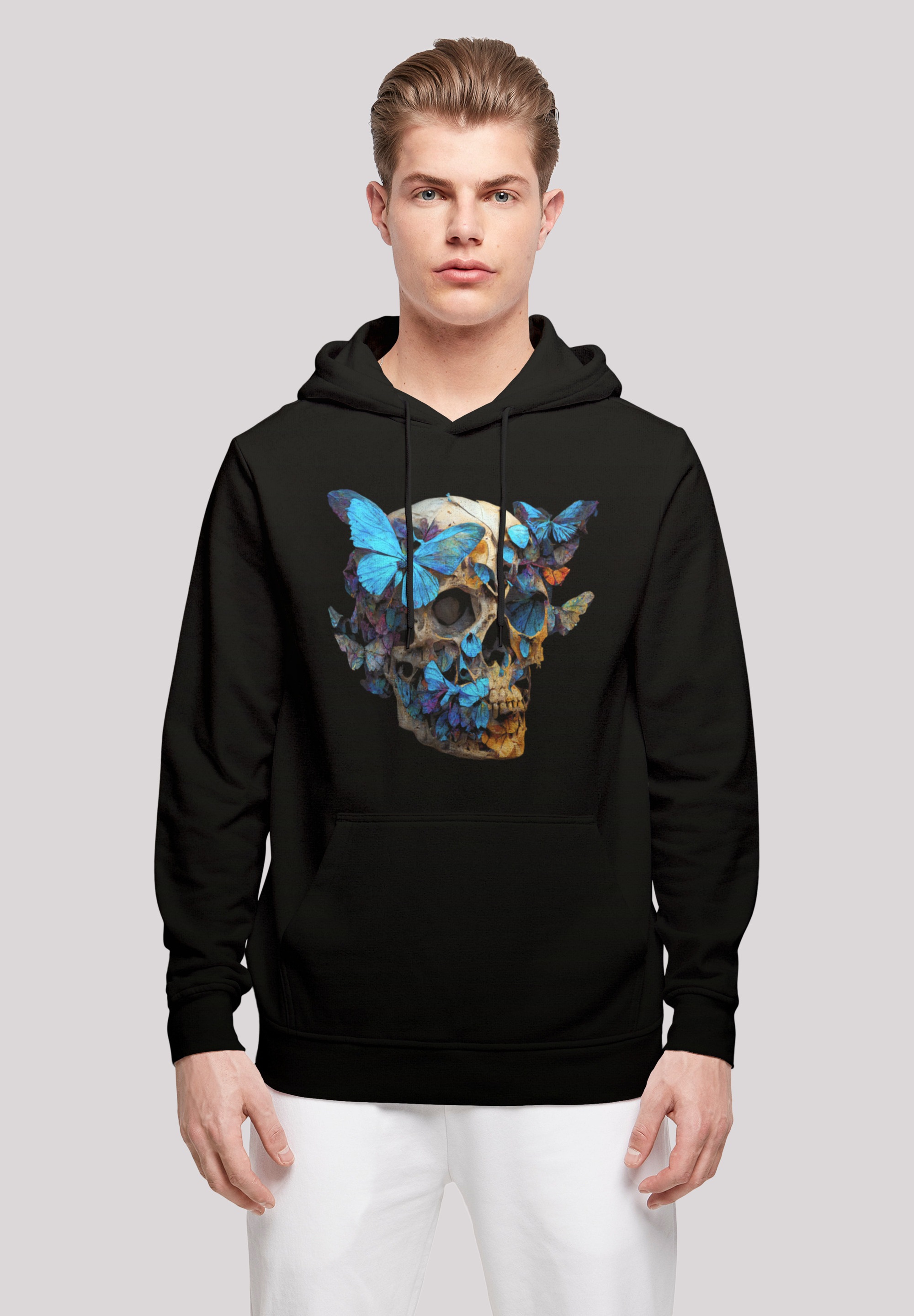 F4NT4STIC Kapuzenpullover "Schmetterling Skull HOODIE", Print