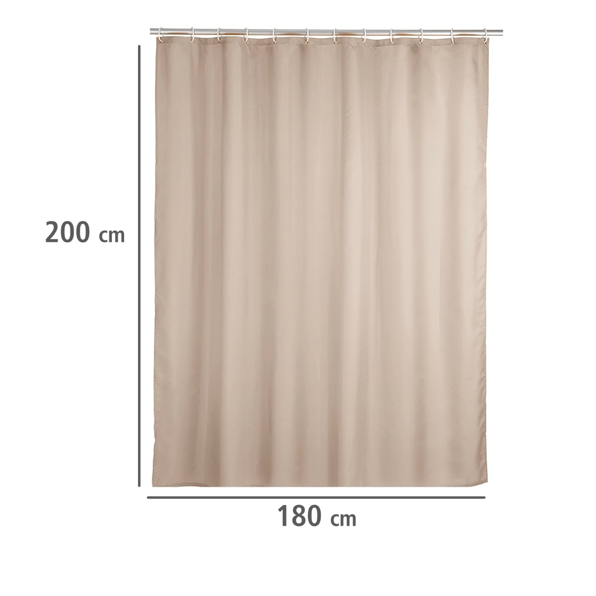 WENKO Duschvorhang »Uni Beige«, Höhe 200 cm, Polyester, waschbar