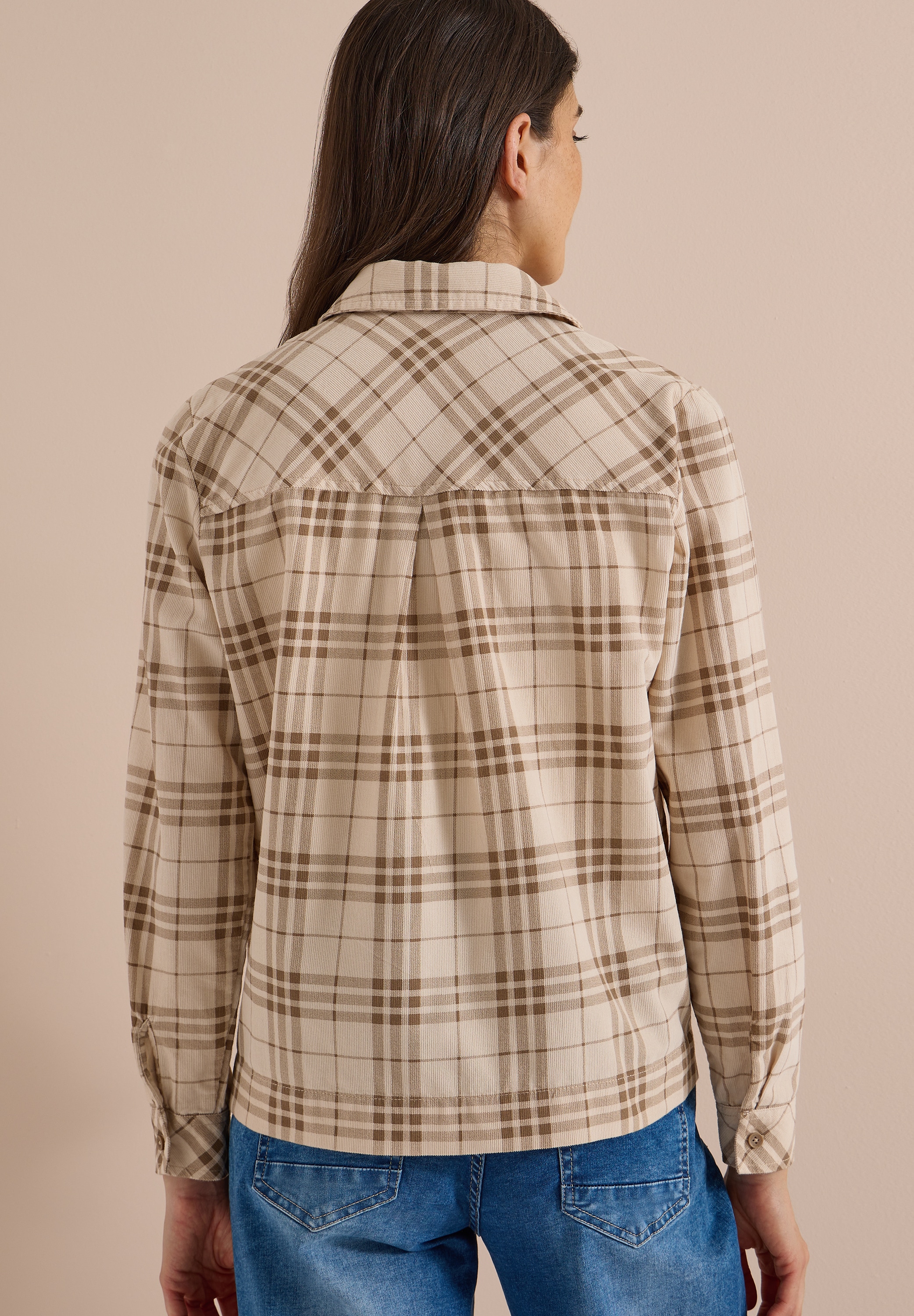 Cecil Langarmbluse Cordbluse mit Karomuster