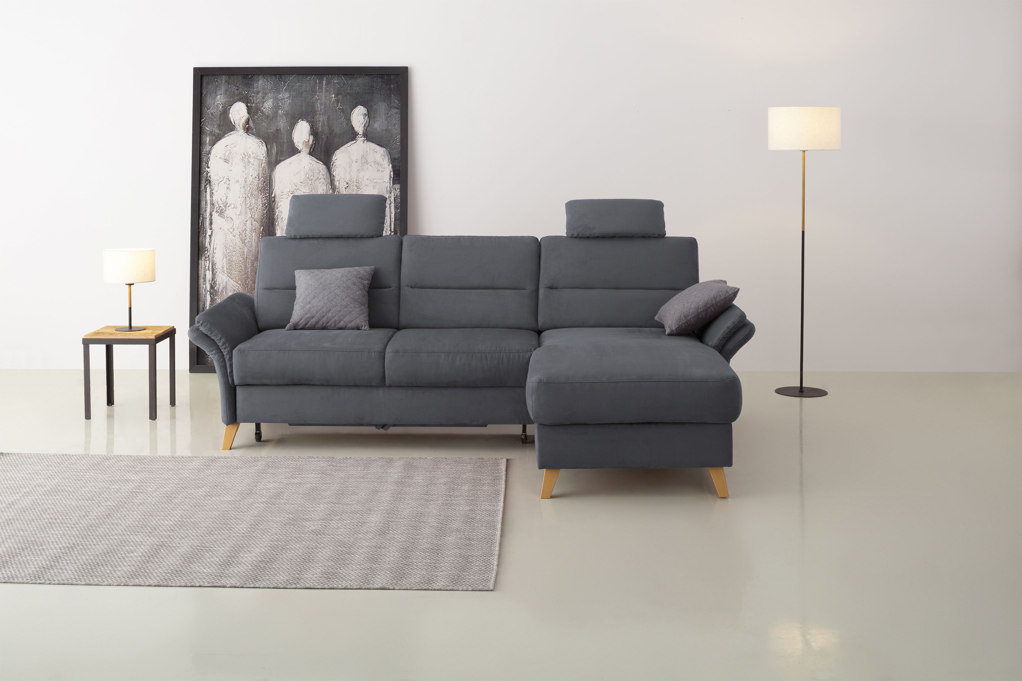 OTTO home Ecksofa "Westerland L-Form" Federkern-Polsterung, wahlweise mit Schlaffunktion, Bettkasten