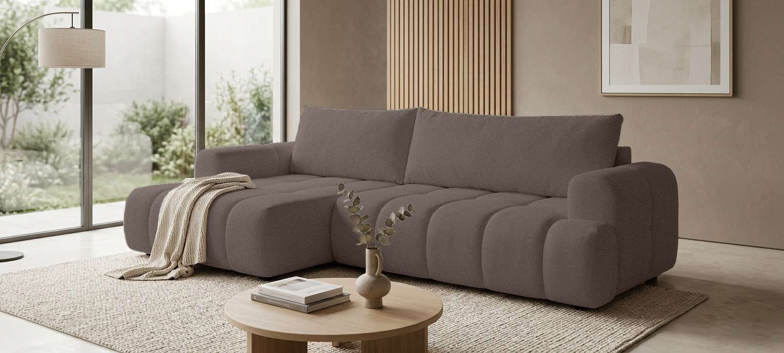 OTTO home Ecksofa "LIOORA Schlafsofa mit Bettkasten, Breite 265 cm, Verlässliche Qualität" L-Form mit Bettfunktion und Bettkasten, Recamiere rechts/links