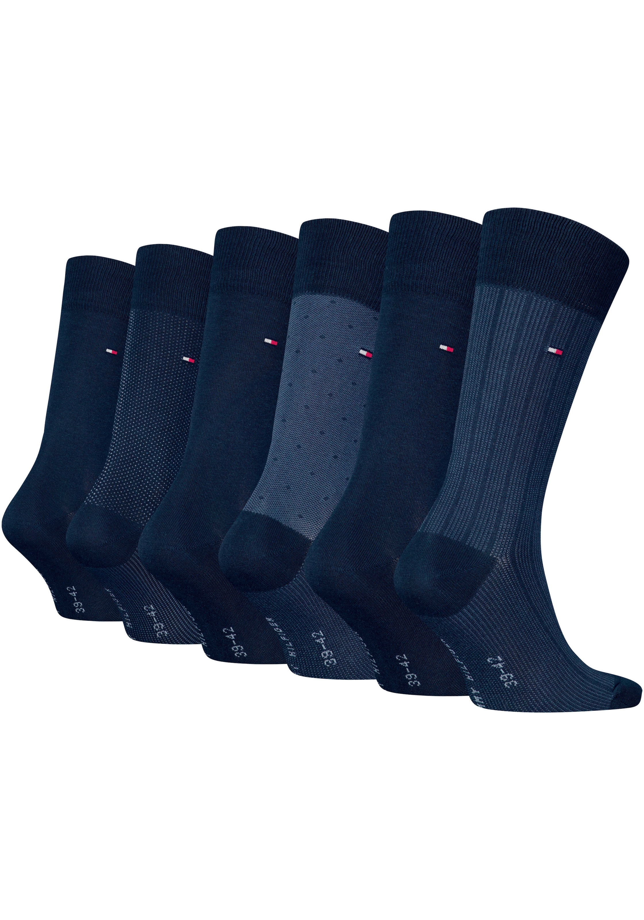 Tommy Hilfiger Socken »TH MEN SOCK 6P TIN GIFTBOX BIRDSEYE«, (Box, 6 Paar), mit gesticketem Flag-Label