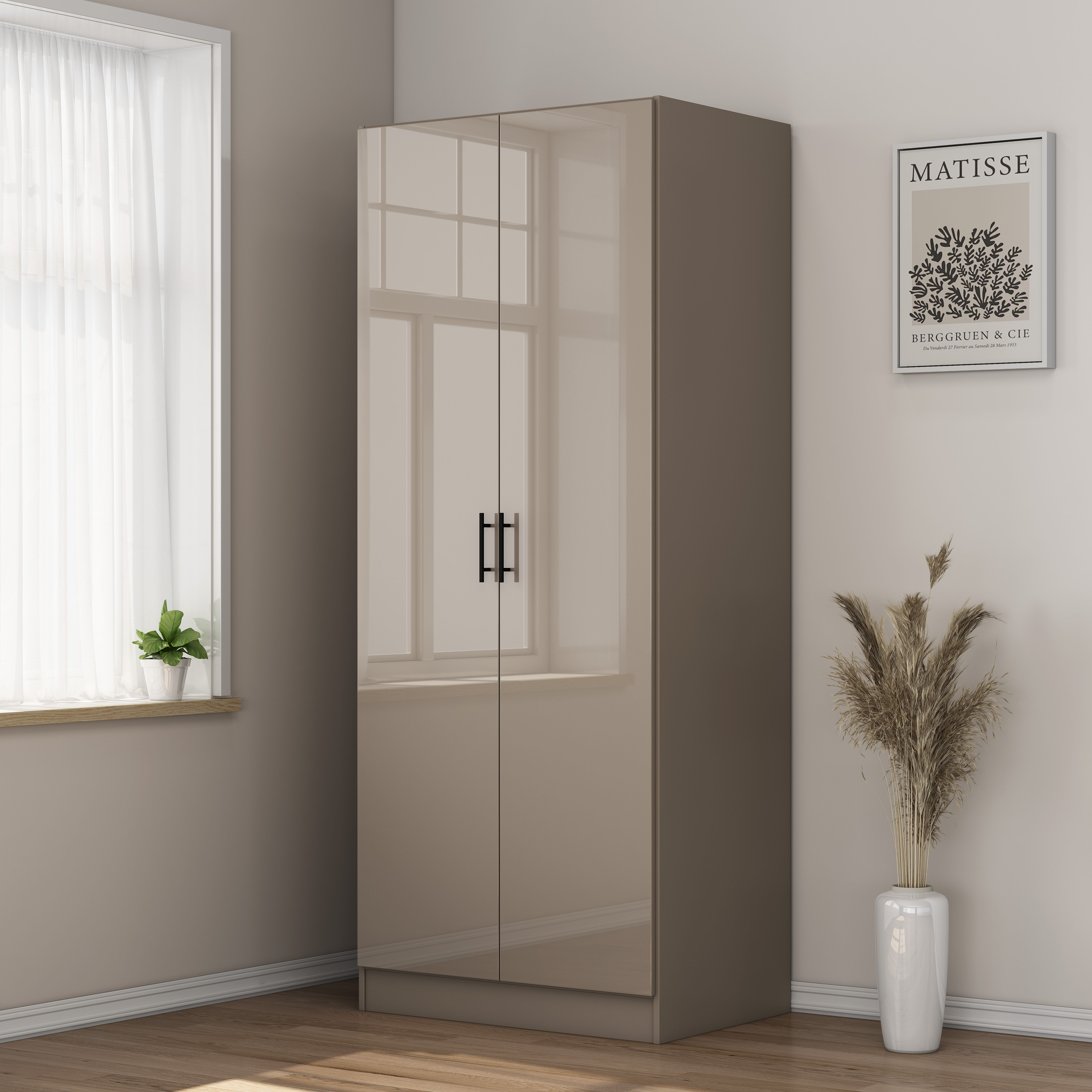 OTTO home Kleiderschrank "Trento Schlafzimmerschrank Breite 81cm hochglanz Schrank Garderobe" Drehtürenschrank mit perfekter Innenausstattung