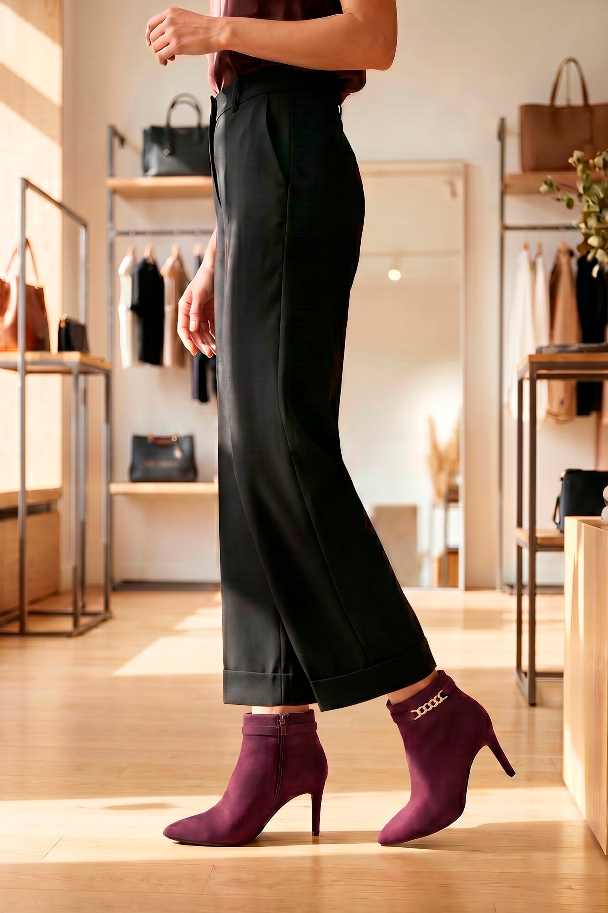 Aniston SHOES Stiefelette  Ankle Boots mit goldener Zierkette - NEUE KOLLEKTION
