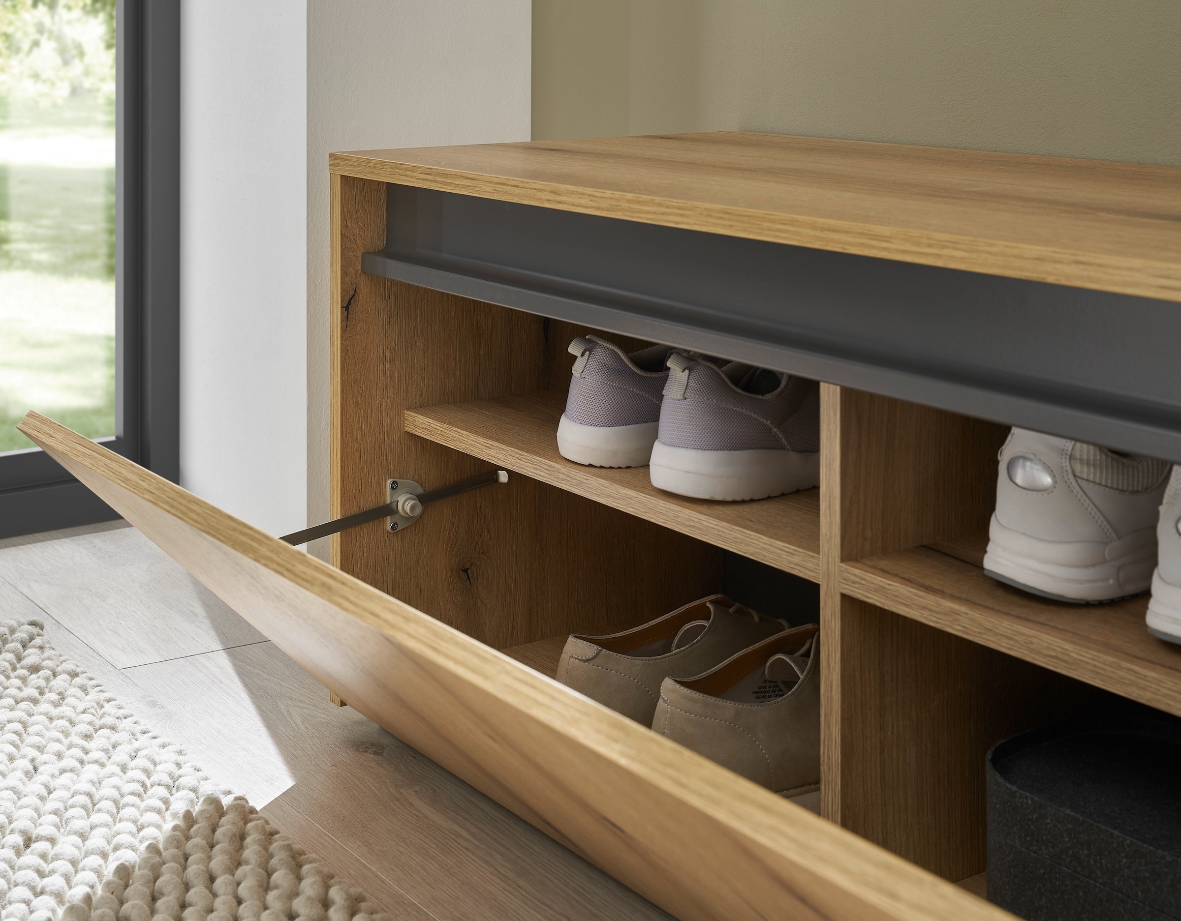 INOSIGN Schuhbank »GiRON/CiTY, Garderobenbank mit Klappe, Sitzbank in vier Farben«, viel Stauraum, Platz für ca. 8 Paar Schuhe, 100 cm breit