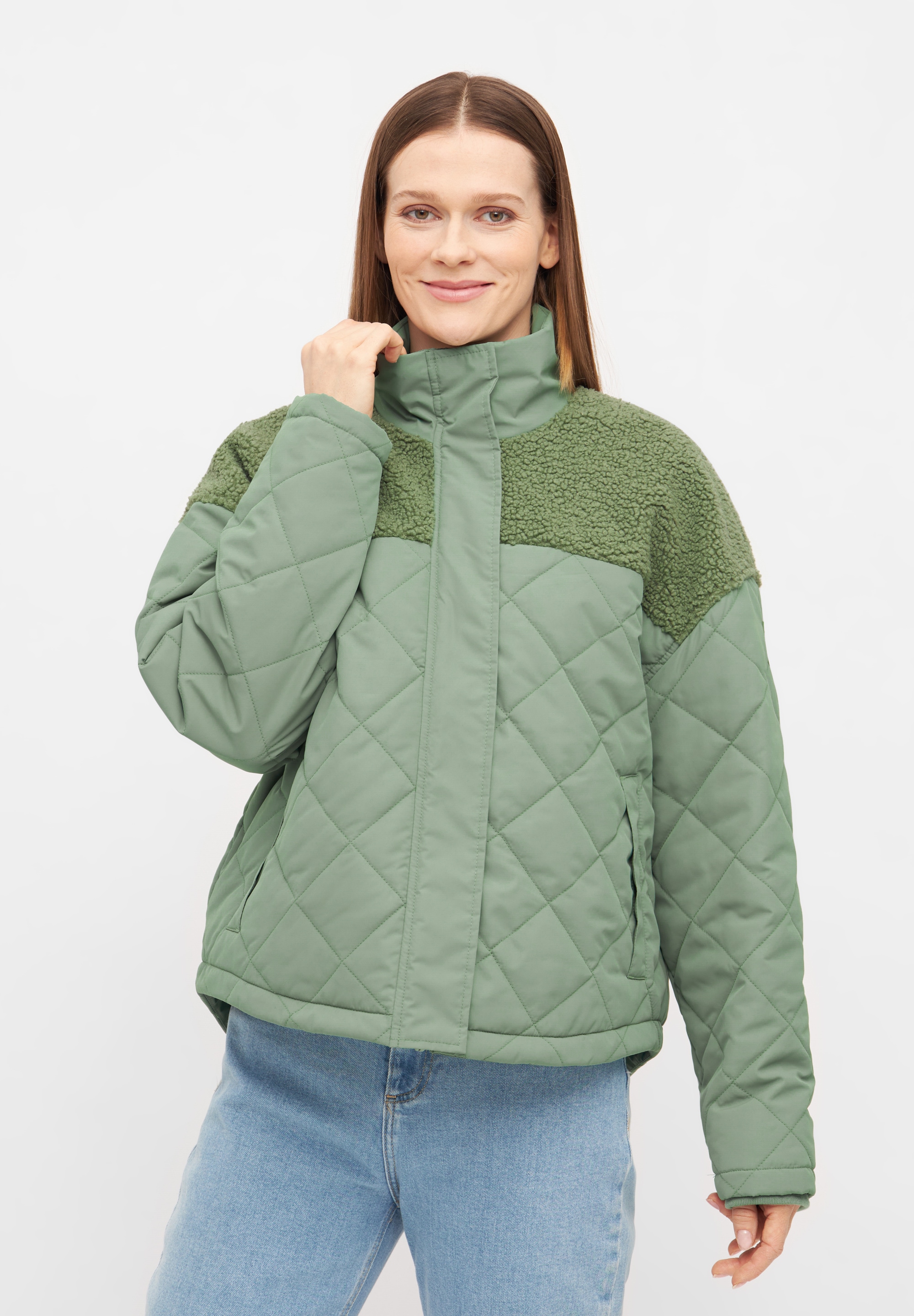 Derbe Fleecejacke "Quiltholm", gesteppt, Fleece im oberen Anteil, silberne Details