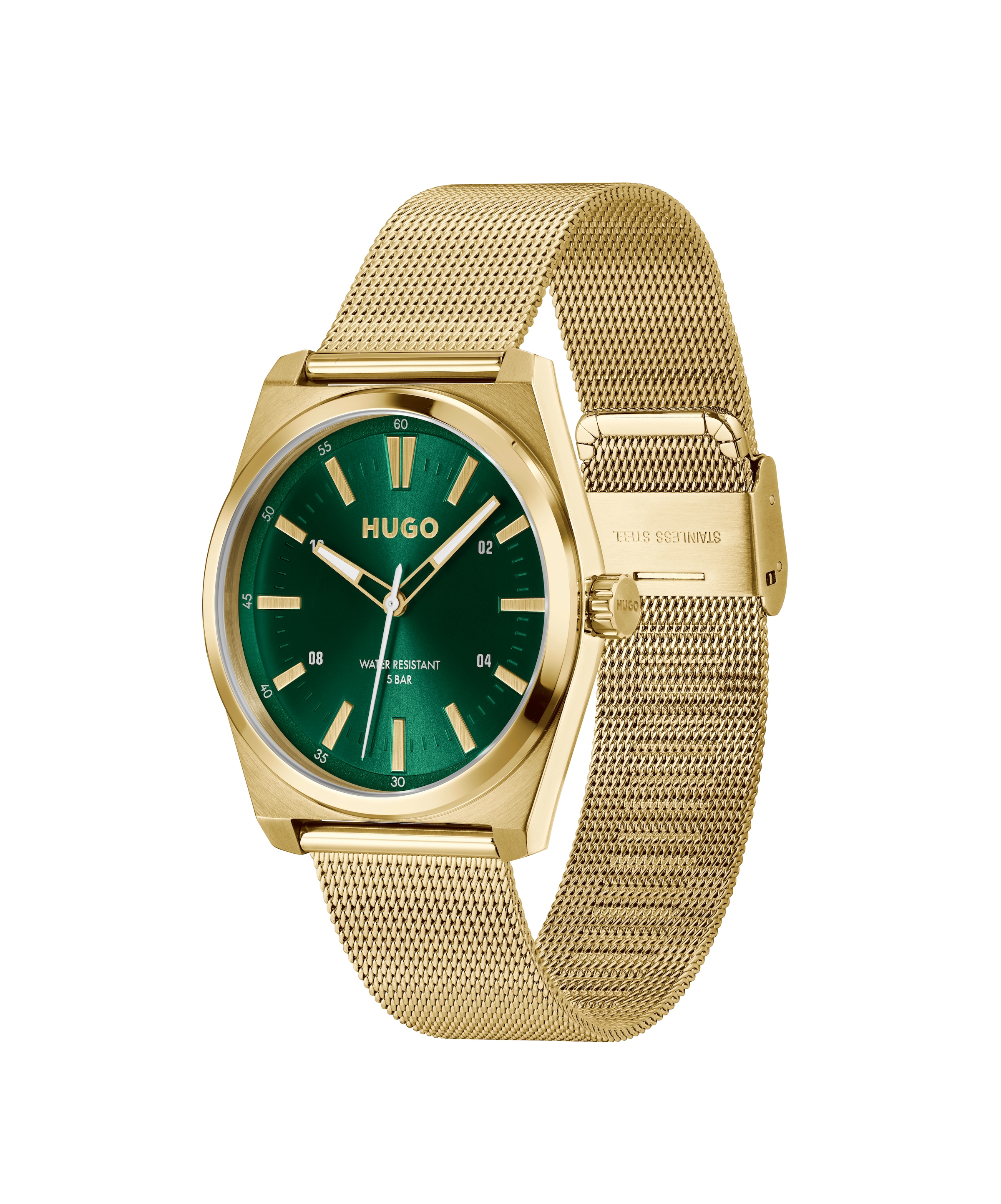 HUGO Quarzuhr »#ARK«, Armbanduhr, Herrenuhr, Edelstahlarmband, analog