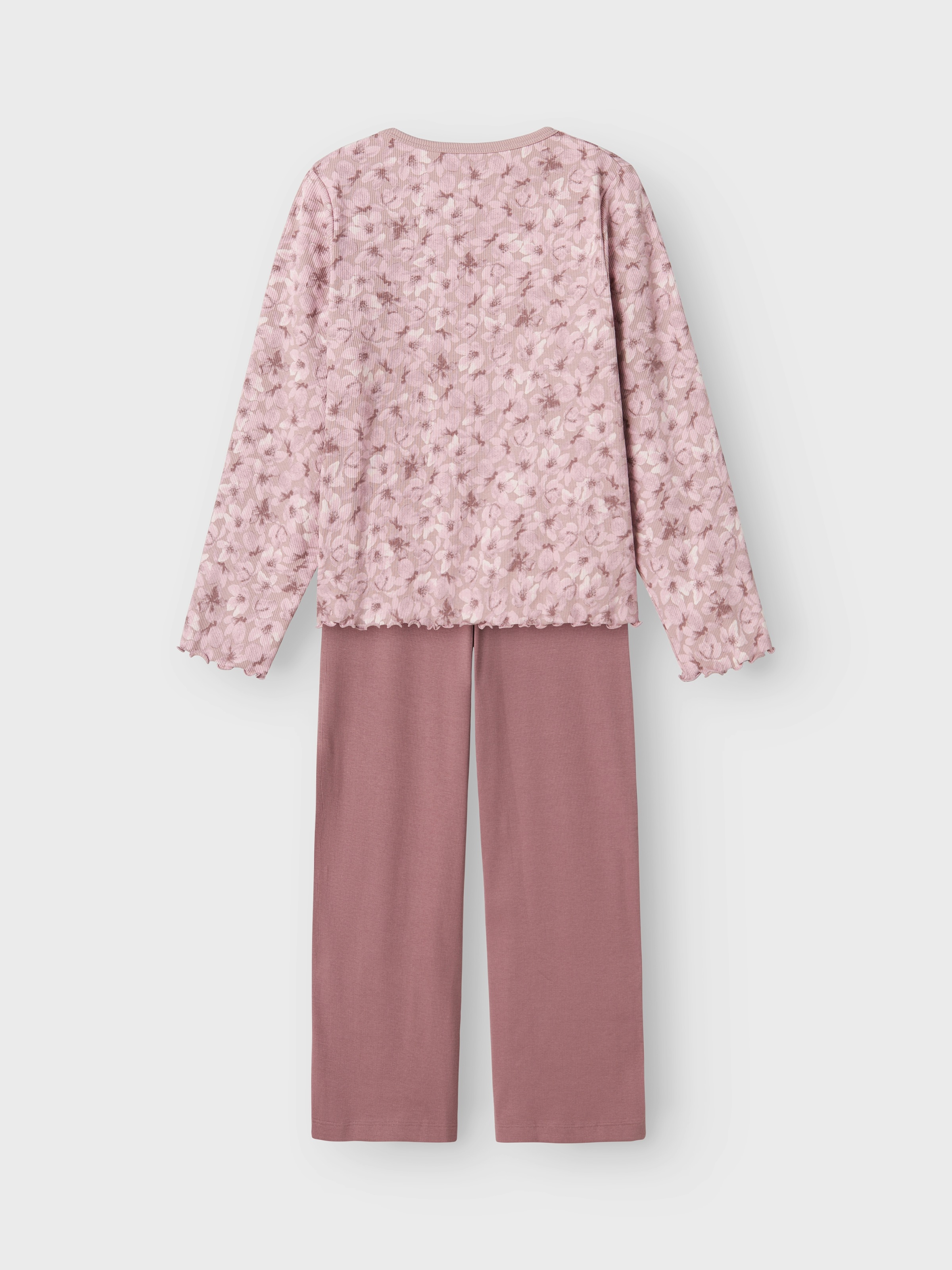 Thumbnail - Name It Schlafanzug "NKFNIGHTSET MAUVE FLOWER LOOSE RIB NOOS", (Set, 2 tlg.), in angenehm tragbarere Rippen-Qualität