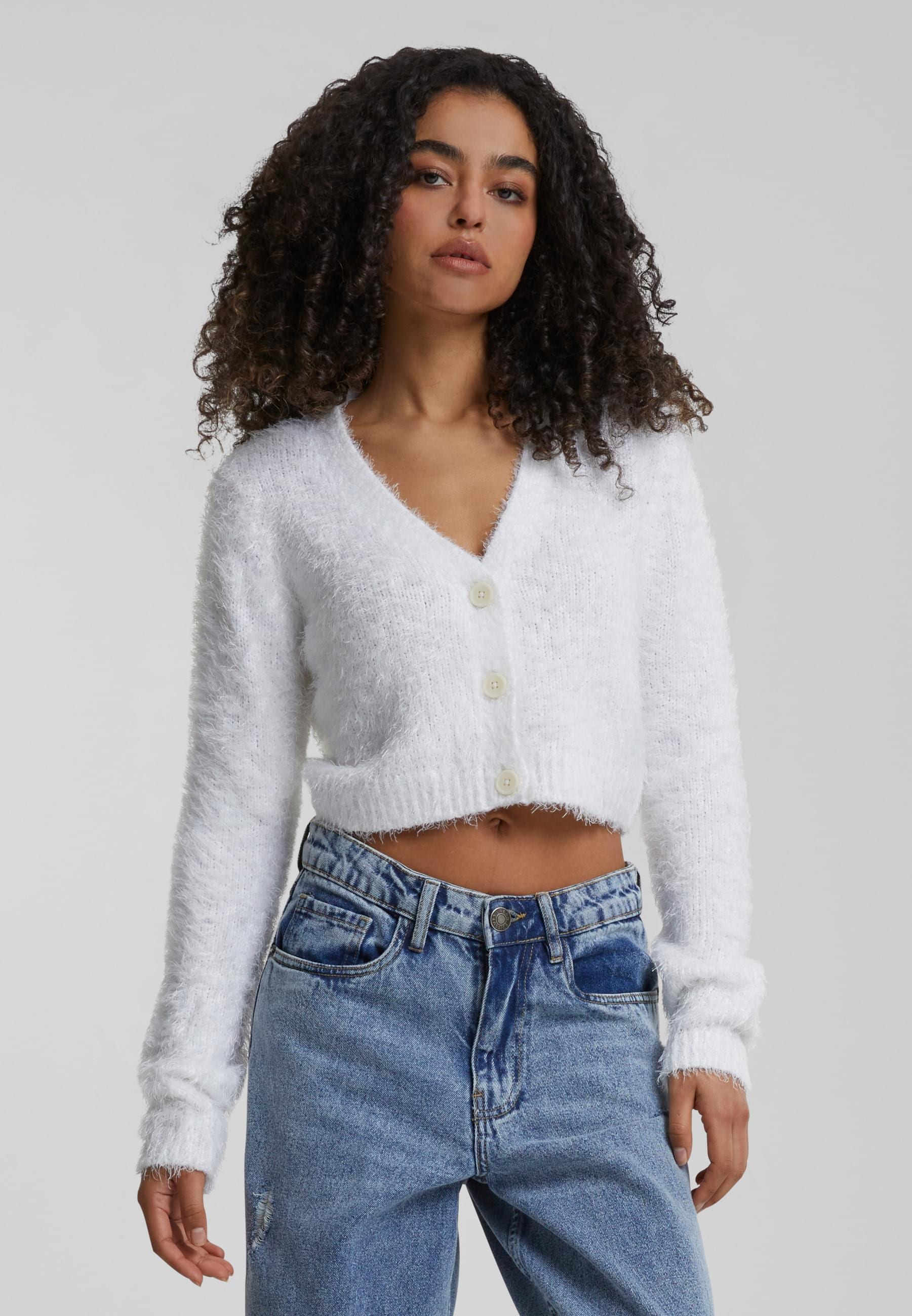 URBAN CLASSICS Strickjacke »Urban Classics Damen Ladies Cropped Feather Cardigan«