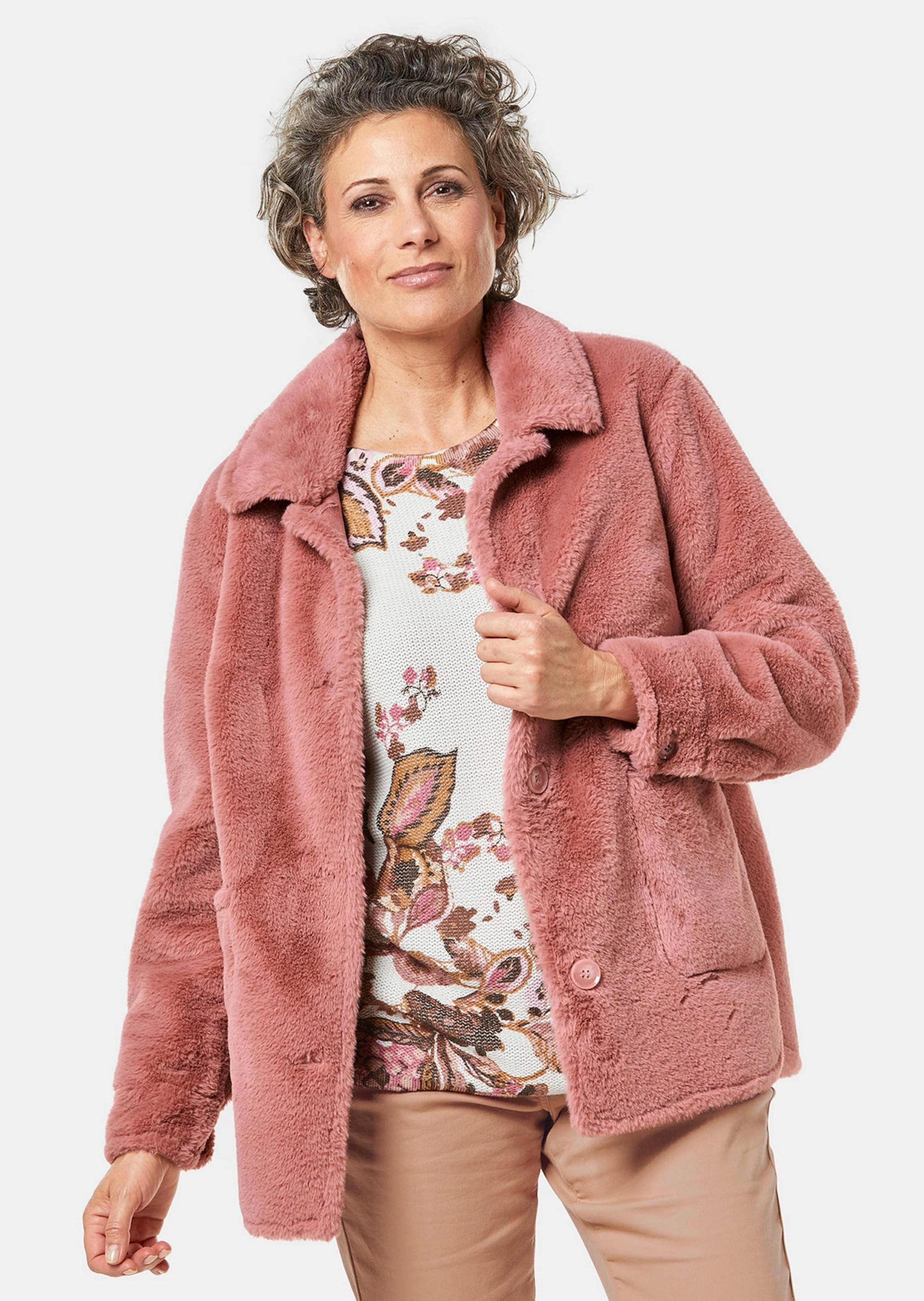 GOLDNER Kurzjacke "Kurzgröße Luxuriöse Fellimitatjacke" Ohne günstig online kaufen