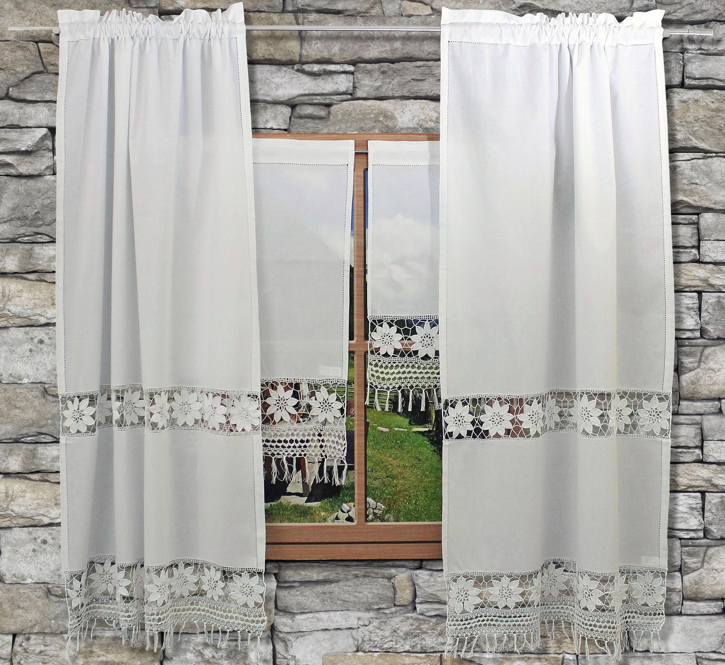 HOSSNER - ART OF HOME DECO Gardine "Zugspitze" Stangendurchzug 1 Stk. tlg. günstig online kaufen