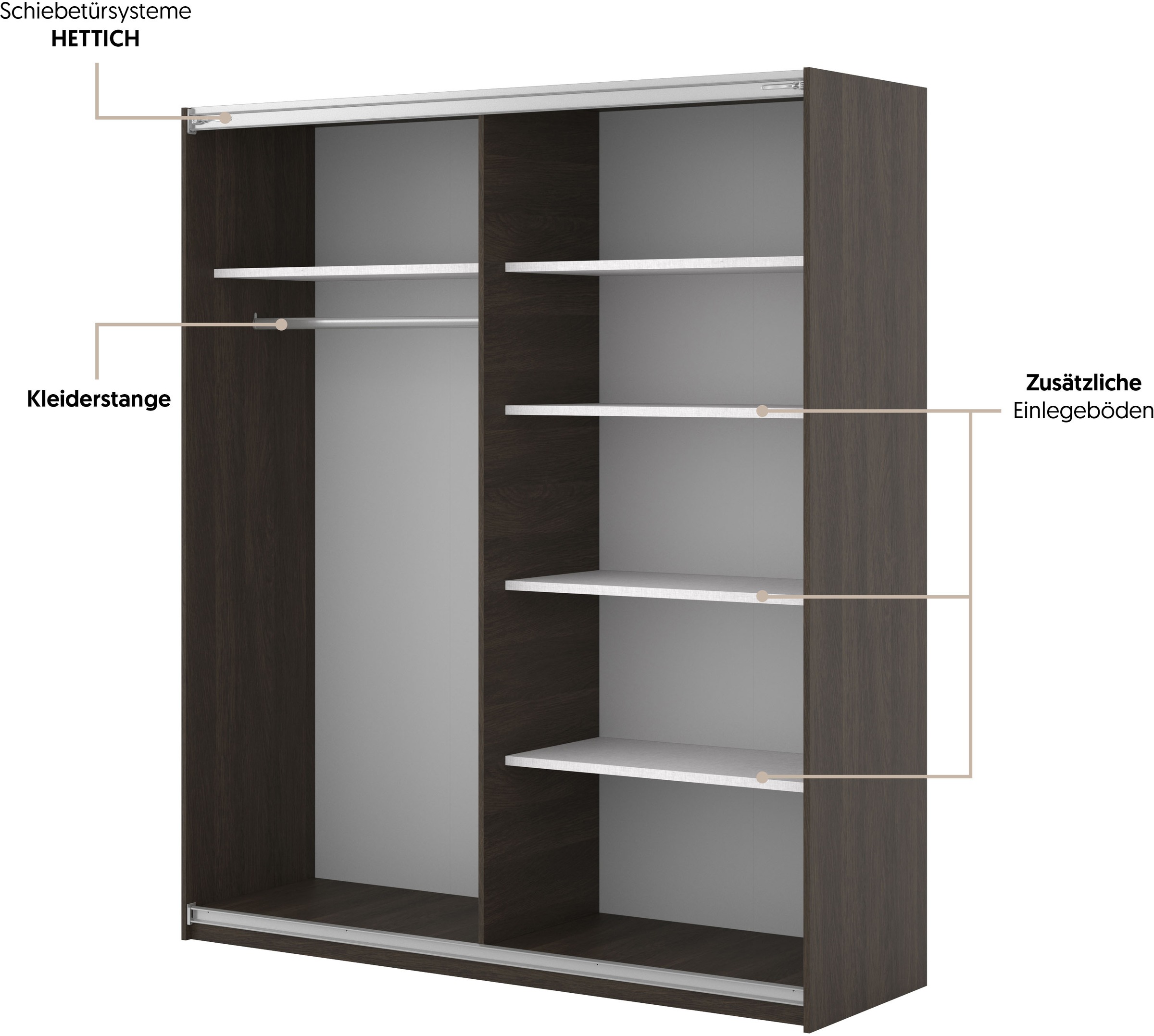 Thumbnail - Home affaire Schwebetürenschrank "Niva, Garderobenschrank incl.kompletter Innenausstattung" Moderner Kleiderschrank, Sch...